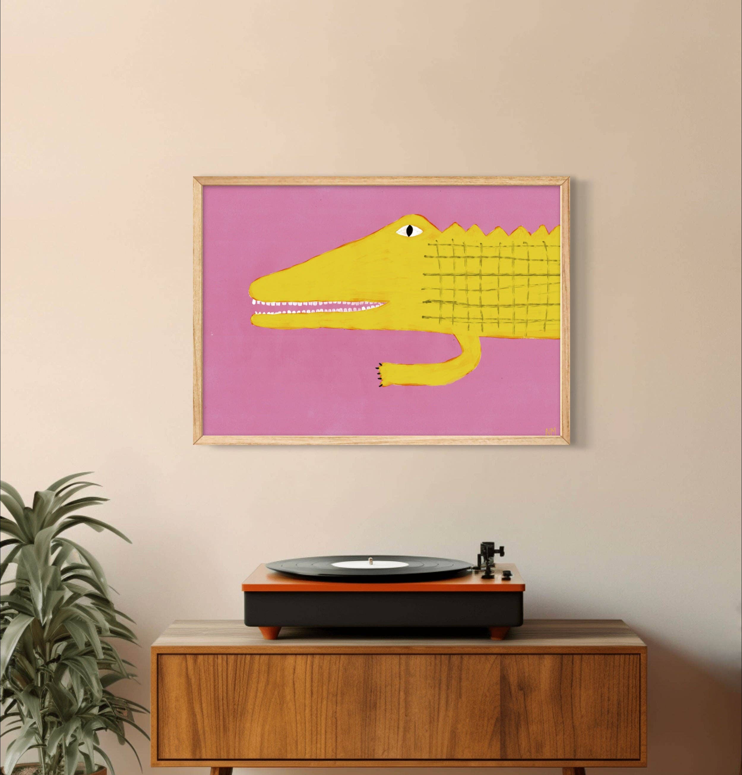 Yellow Crocodile BY NANCY MCKIE -  Unframed