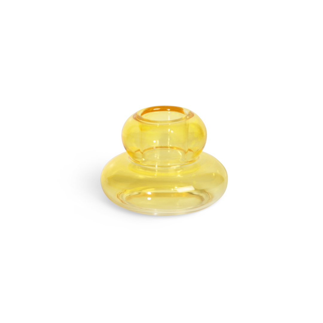 Candle holder whipped small - Yellow