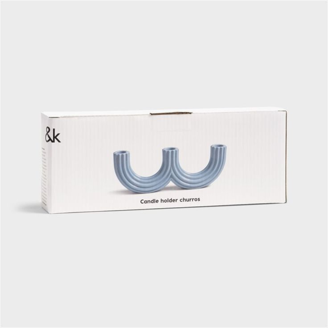 Candle Holder Churros  - Light Blue by &Klevering