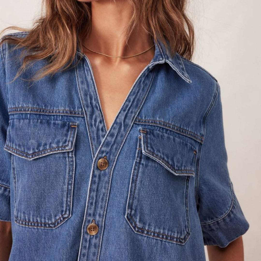 Relaxed Shirt Dress - Denim