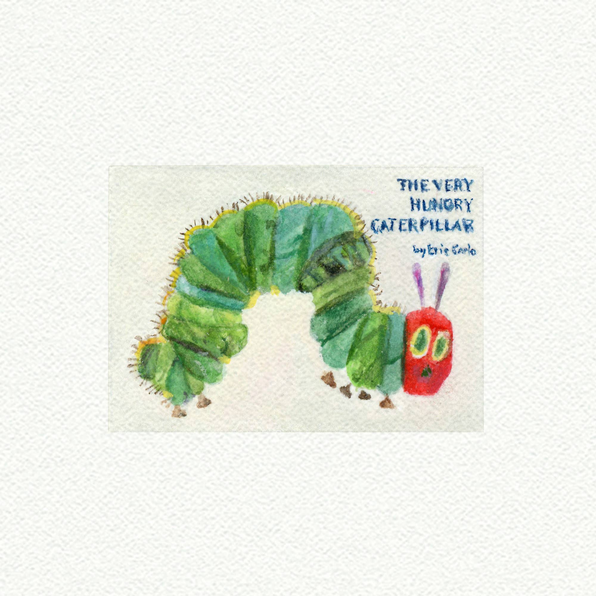 The Very Hungry Caterpillar Miniature Watercolor Painting - Art Print