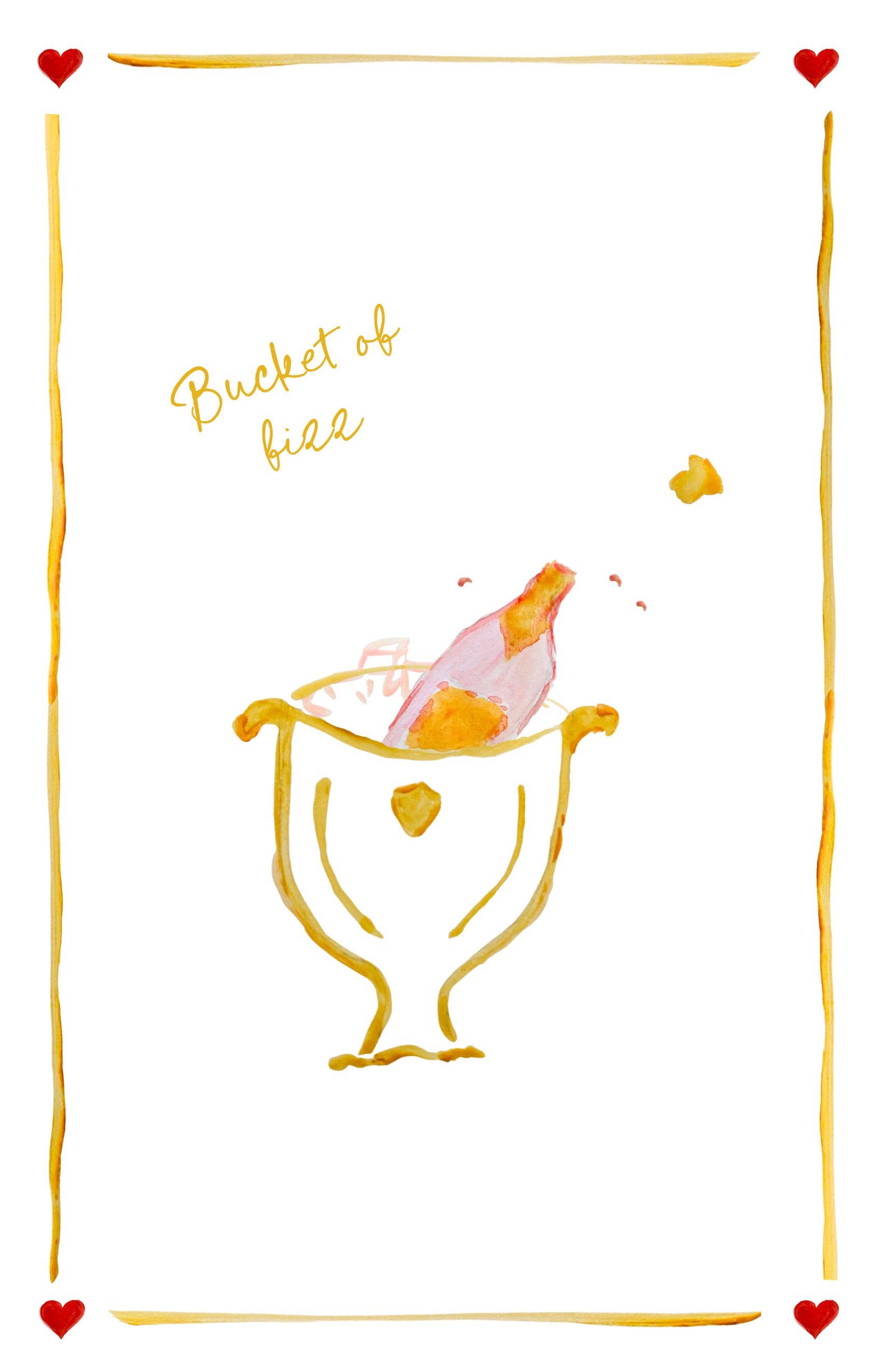 Bucket of Fizz - Illustrated linen tea towel