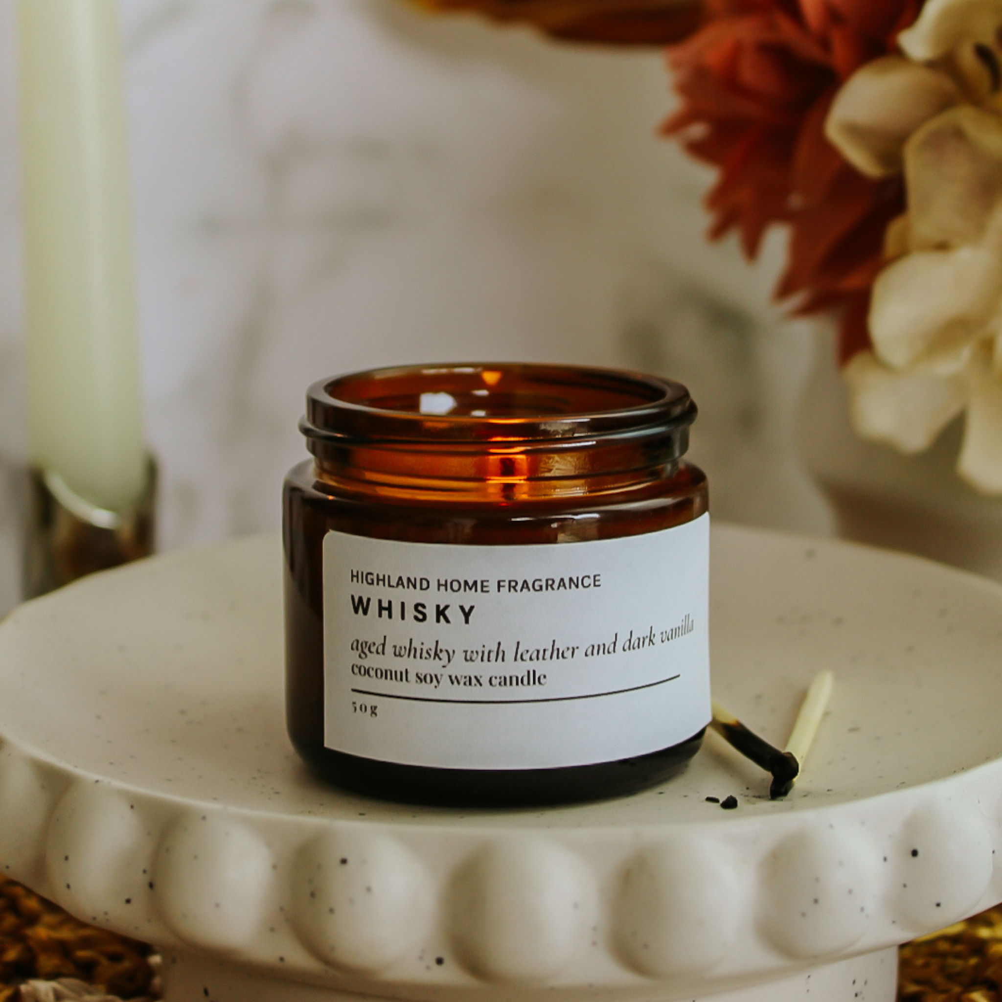 Whisky | Whisky & Leather | 50g Mini Travel Soy Candle