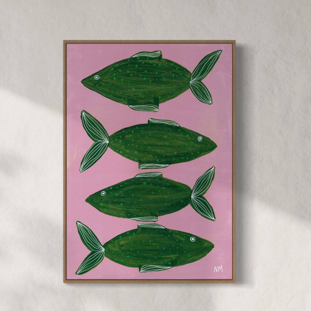 Four Green Fish by Nancy McKie - unframed