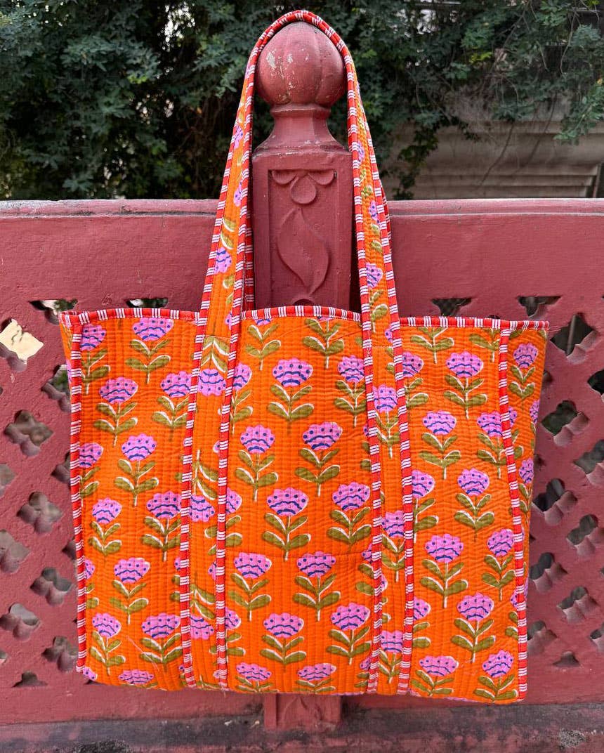 Cotton Floral Tote Bag