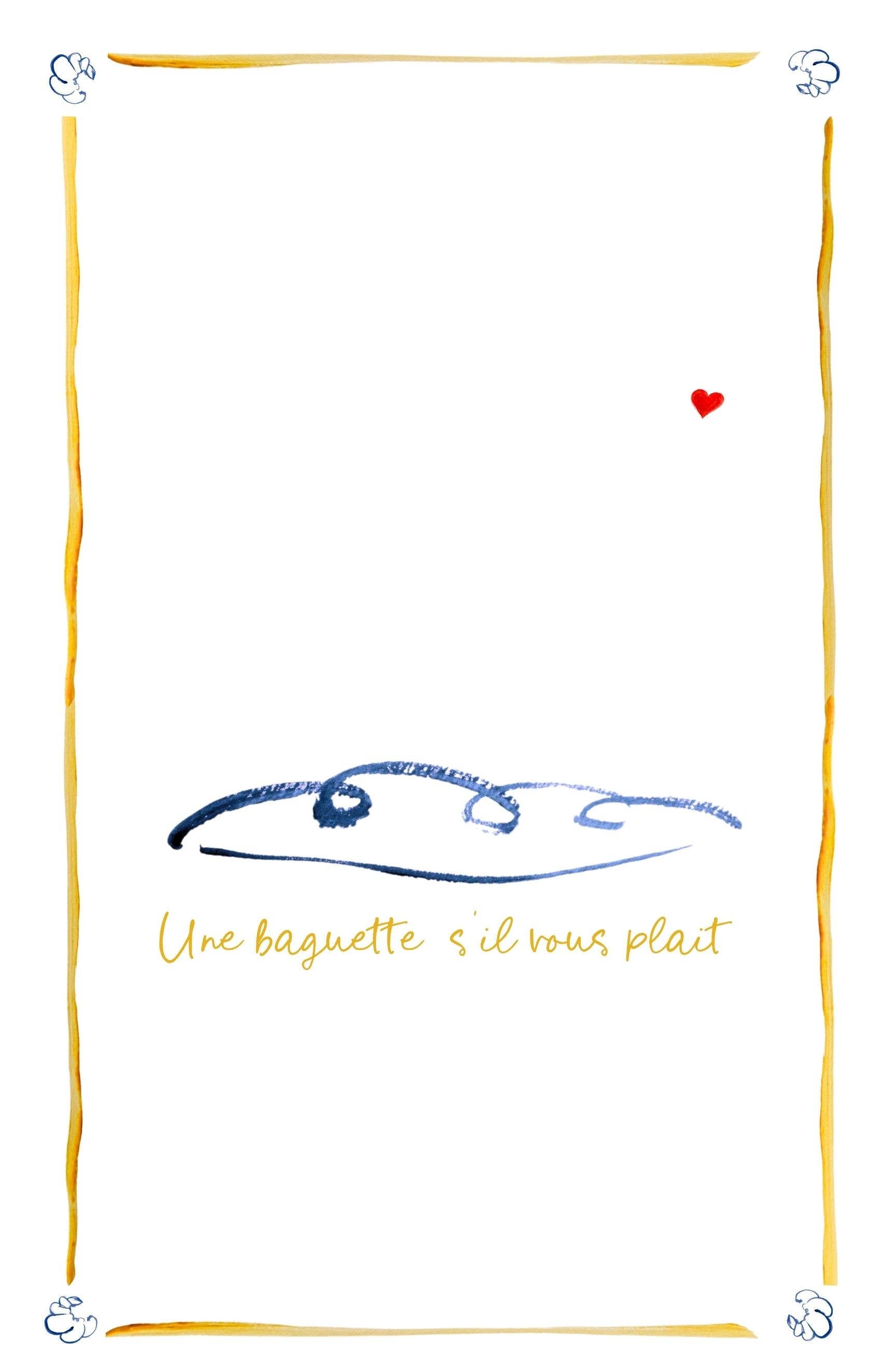 Une baguette s'il vous plait - Illustrated Linen Tea towel