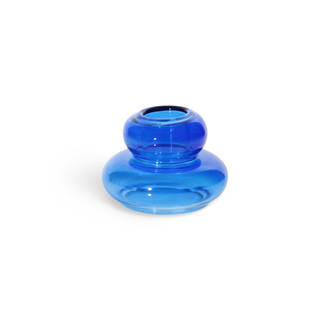 Candle holder whipped small - Blue