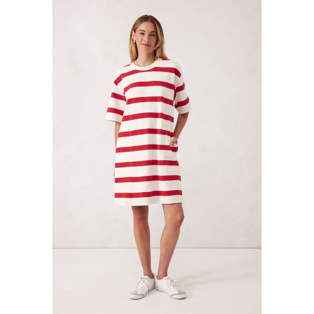 Mini Terry Dress - Red and White Stripe