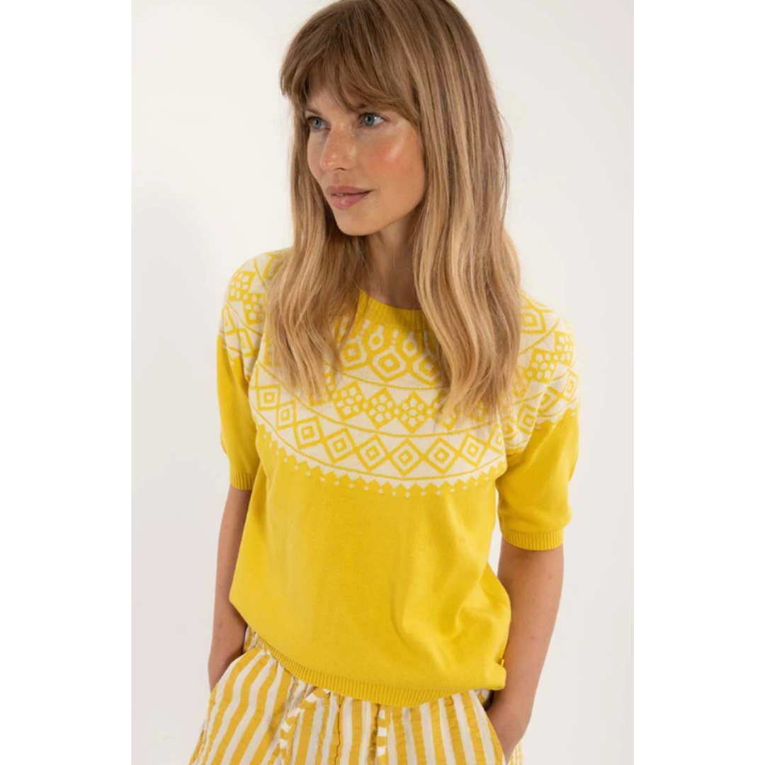 Cotton Knit Sweater Tee Faded yellow