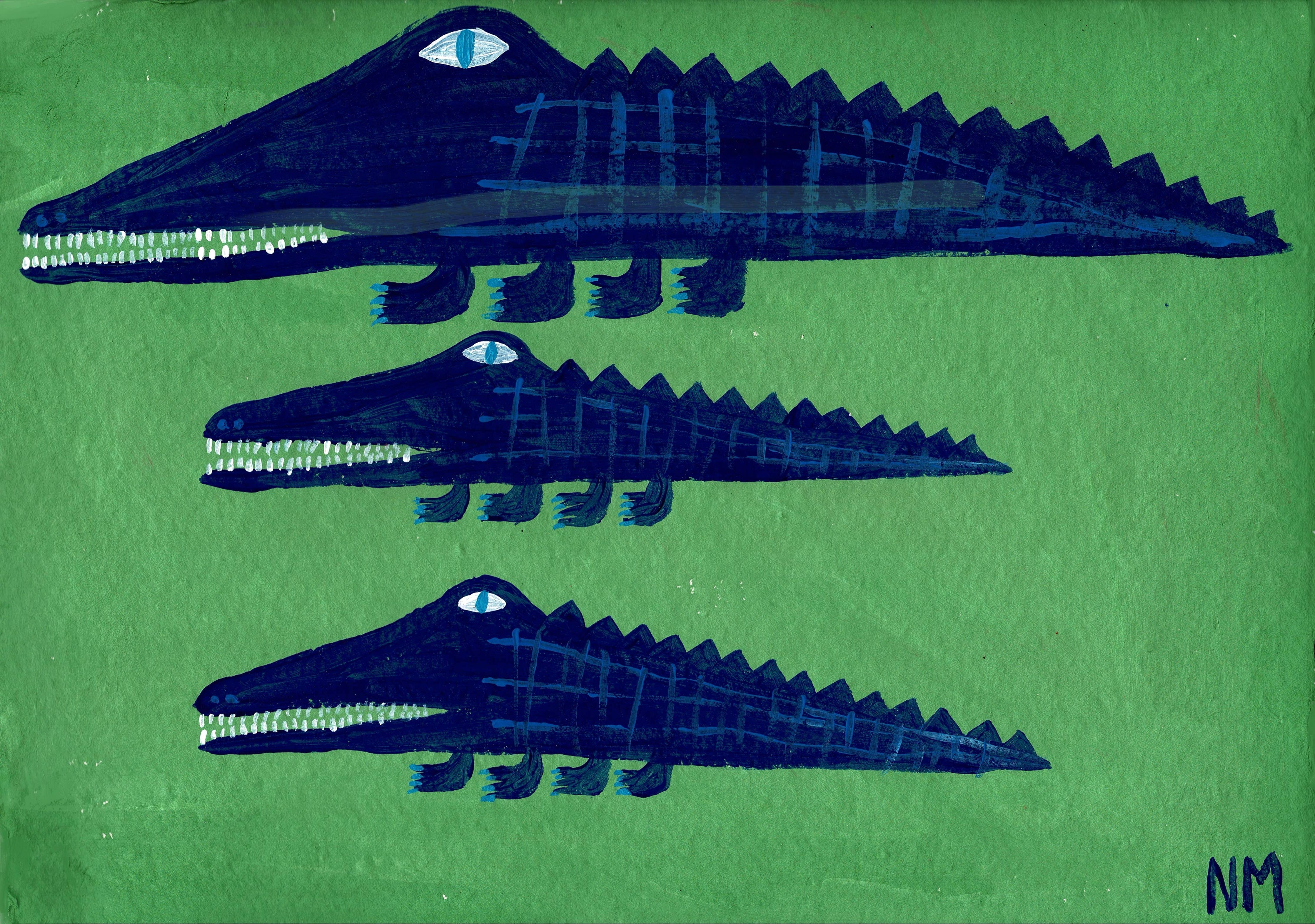 Blue Crocodiles By Nancy McKie - unframed