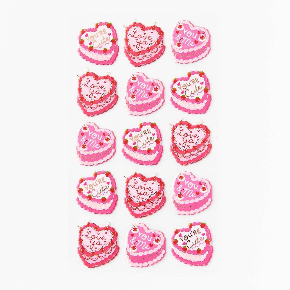 Vintage Heart Cake Stickers