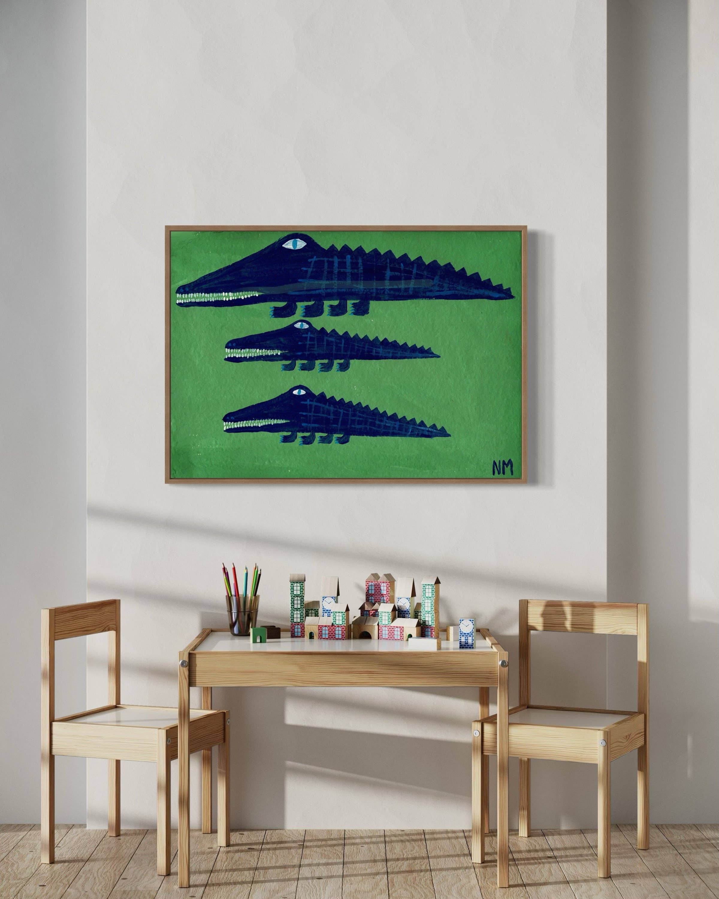 Blue Crocodiles By Nancy McKie - unframed