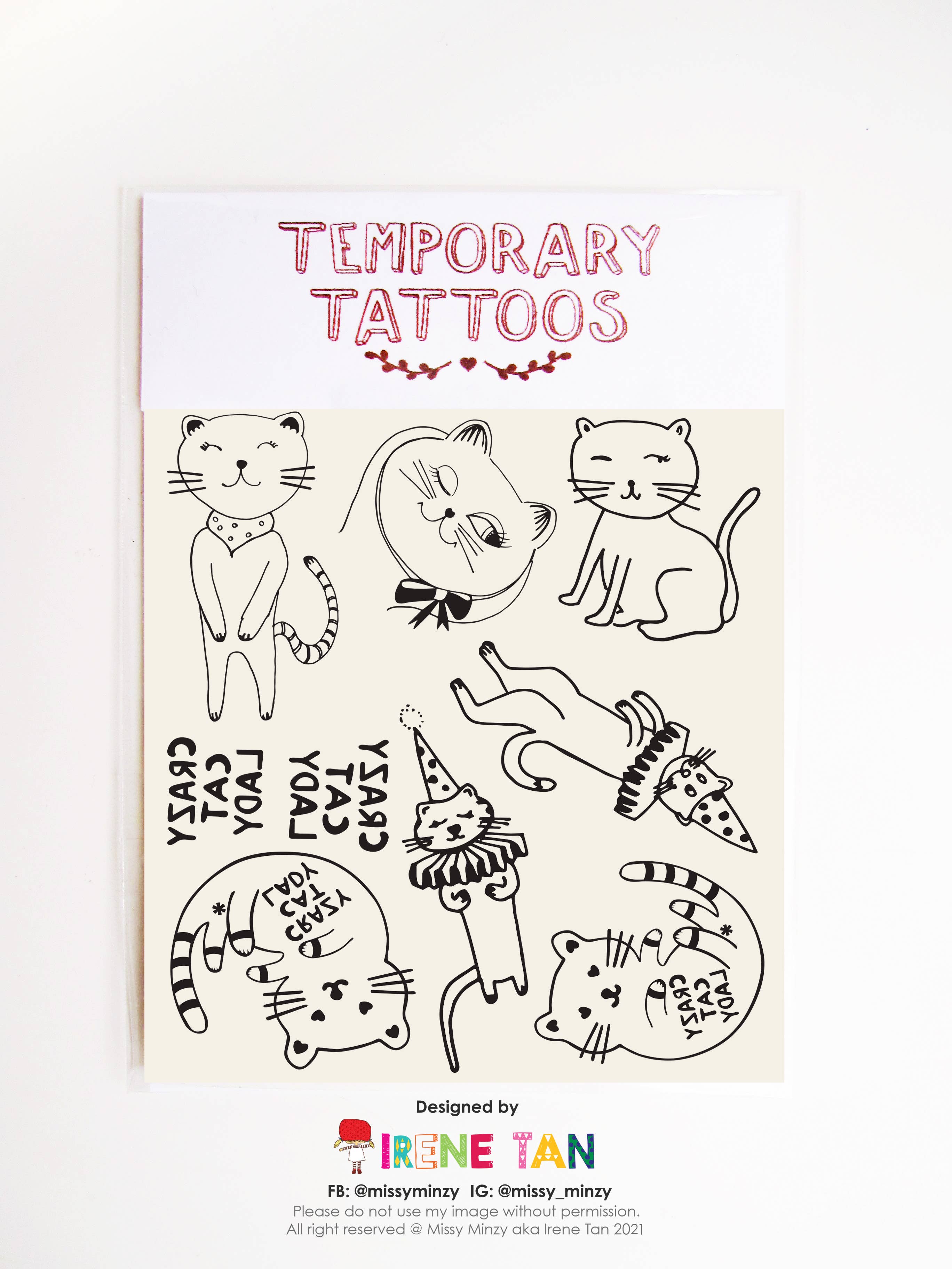 Crazy Cat Lady Temporary Tattoos