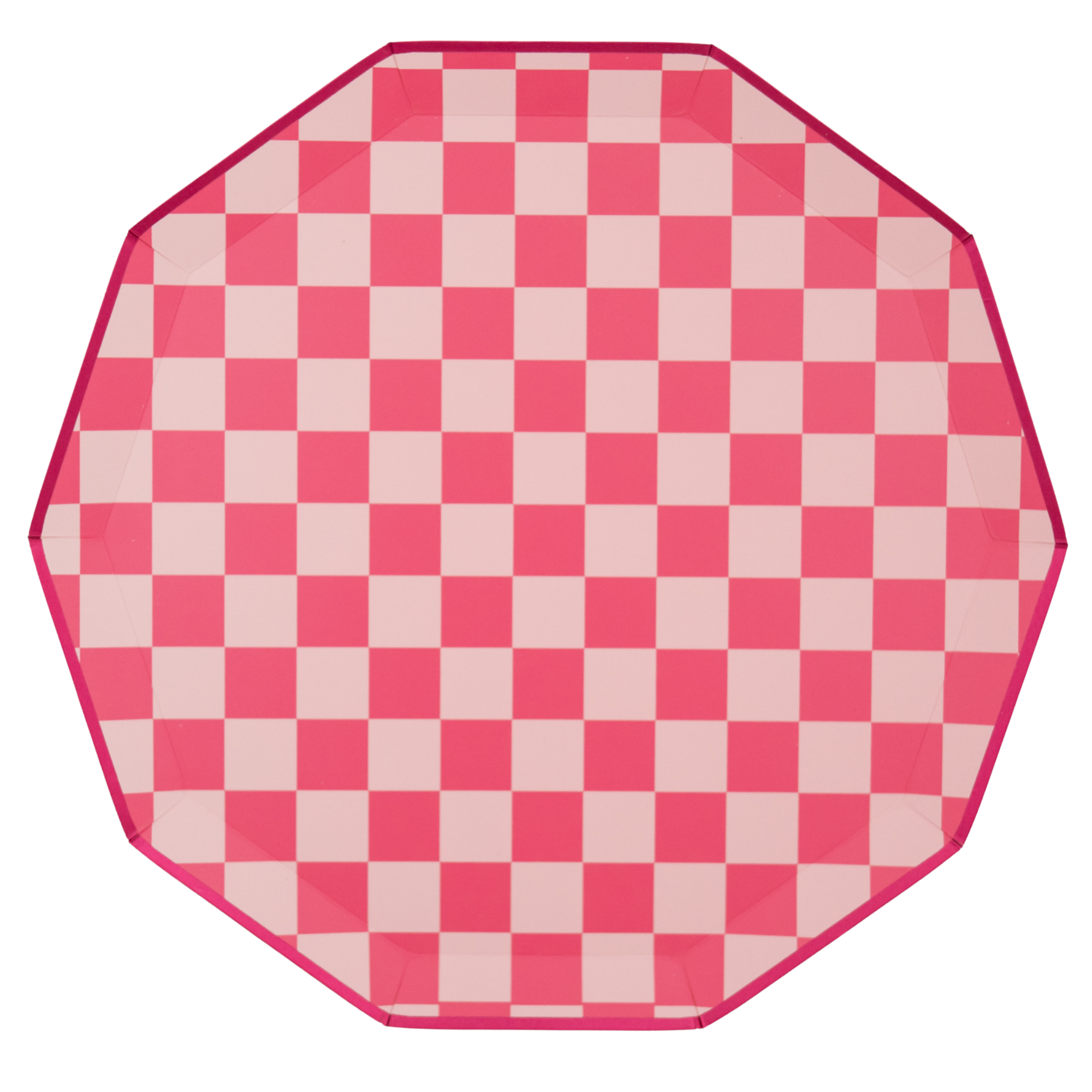 PINK CHECKERED DINNER PAPER PLATES