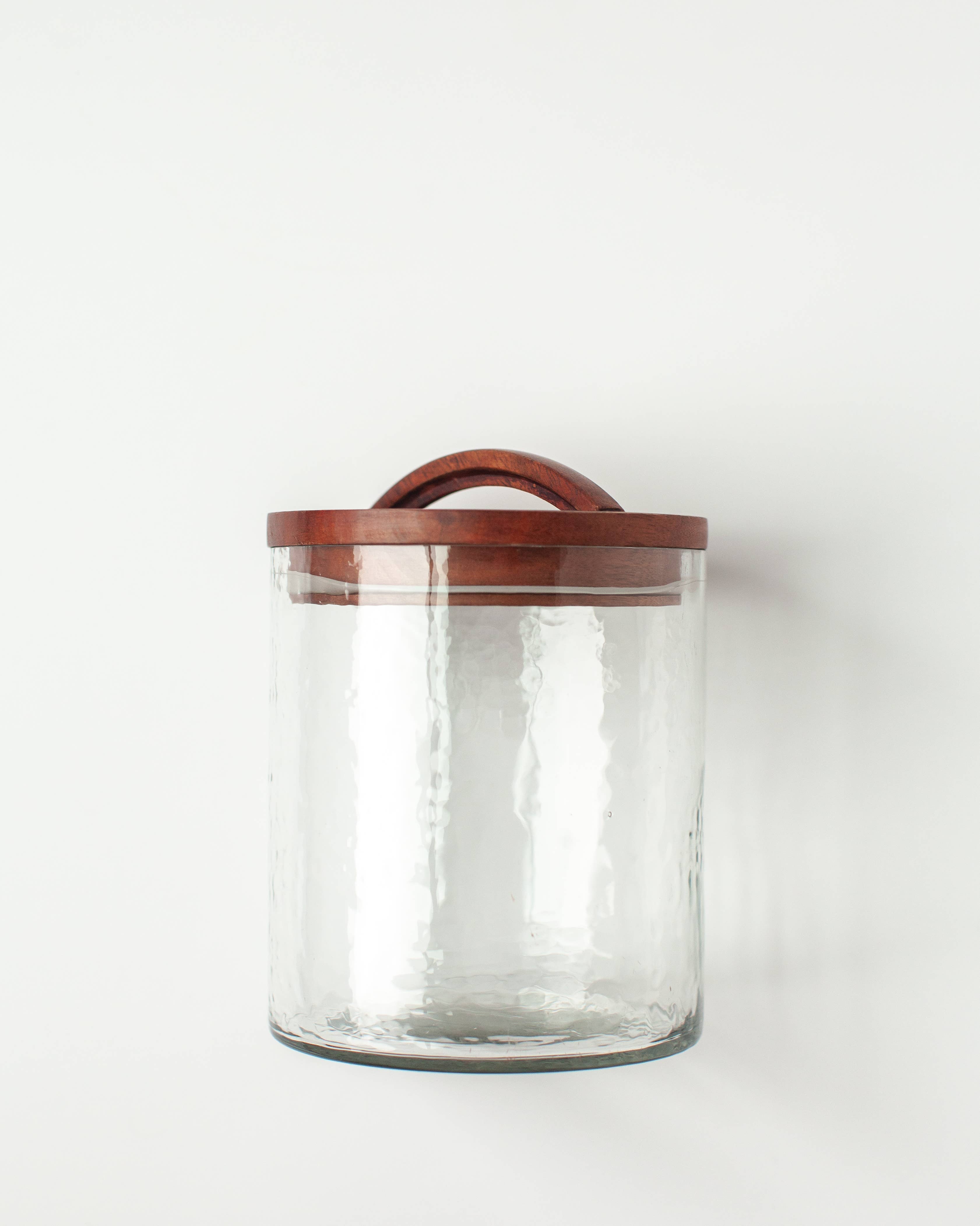 Small Handblown Hammered Glass Canister - Clear