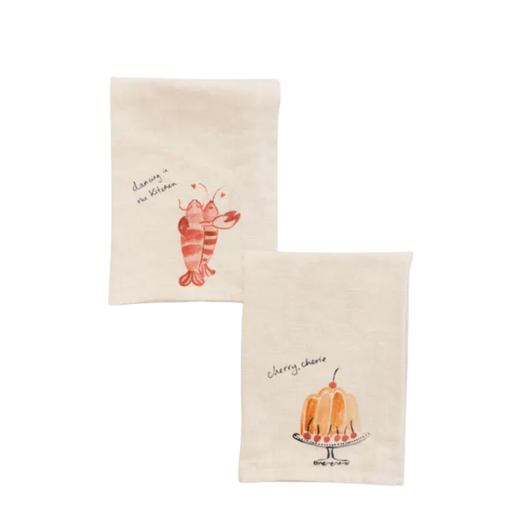 Lobster Lovers & Cherry Cherie - Linen Napkin Set of 2