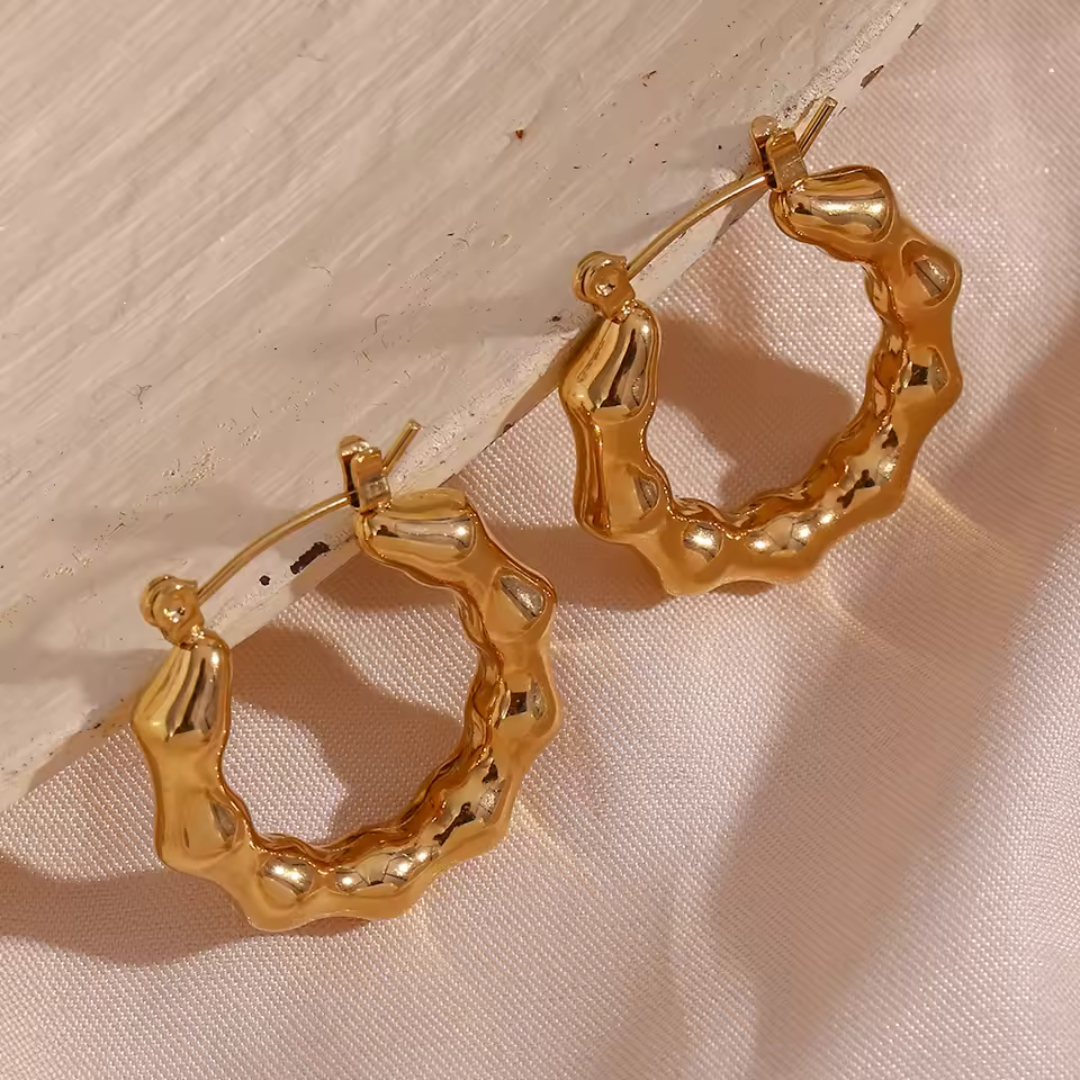 Bamboo Waterproof Hoop Earrings