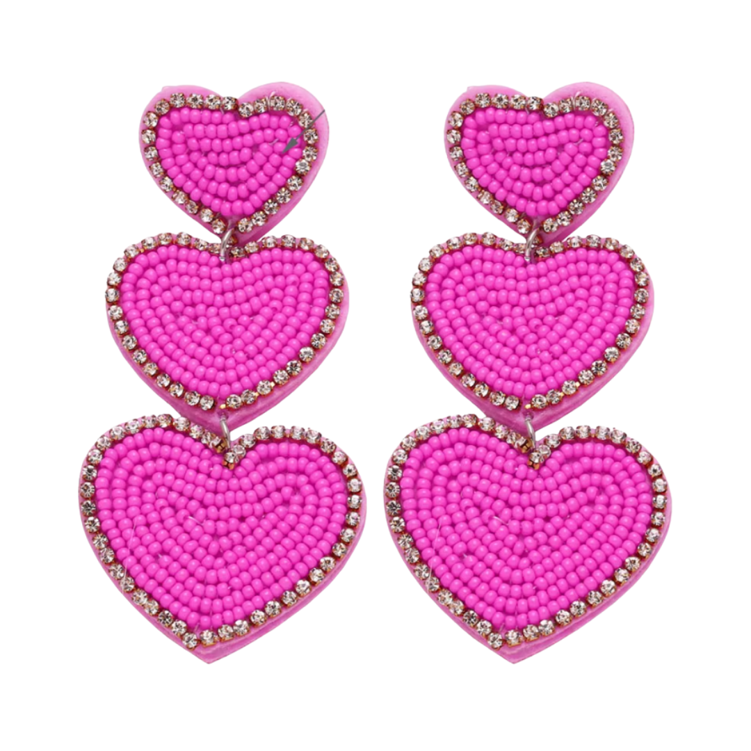 LOVE LOVE LOVE EARRINGS - FUCHSIA