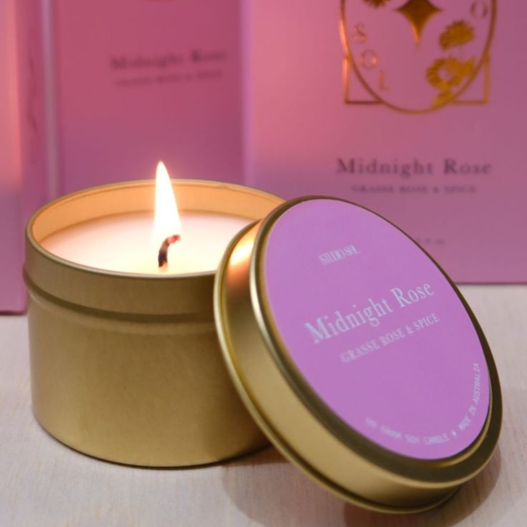 Midnight Rose Candle Travel Tin | Grasse Rose +Spice