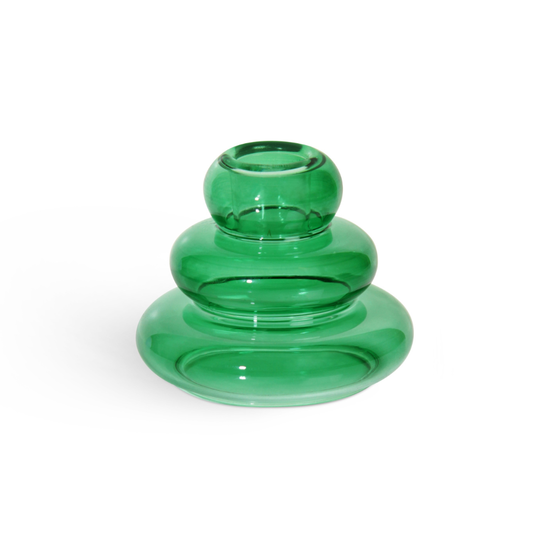 Candle holder whipped large - green