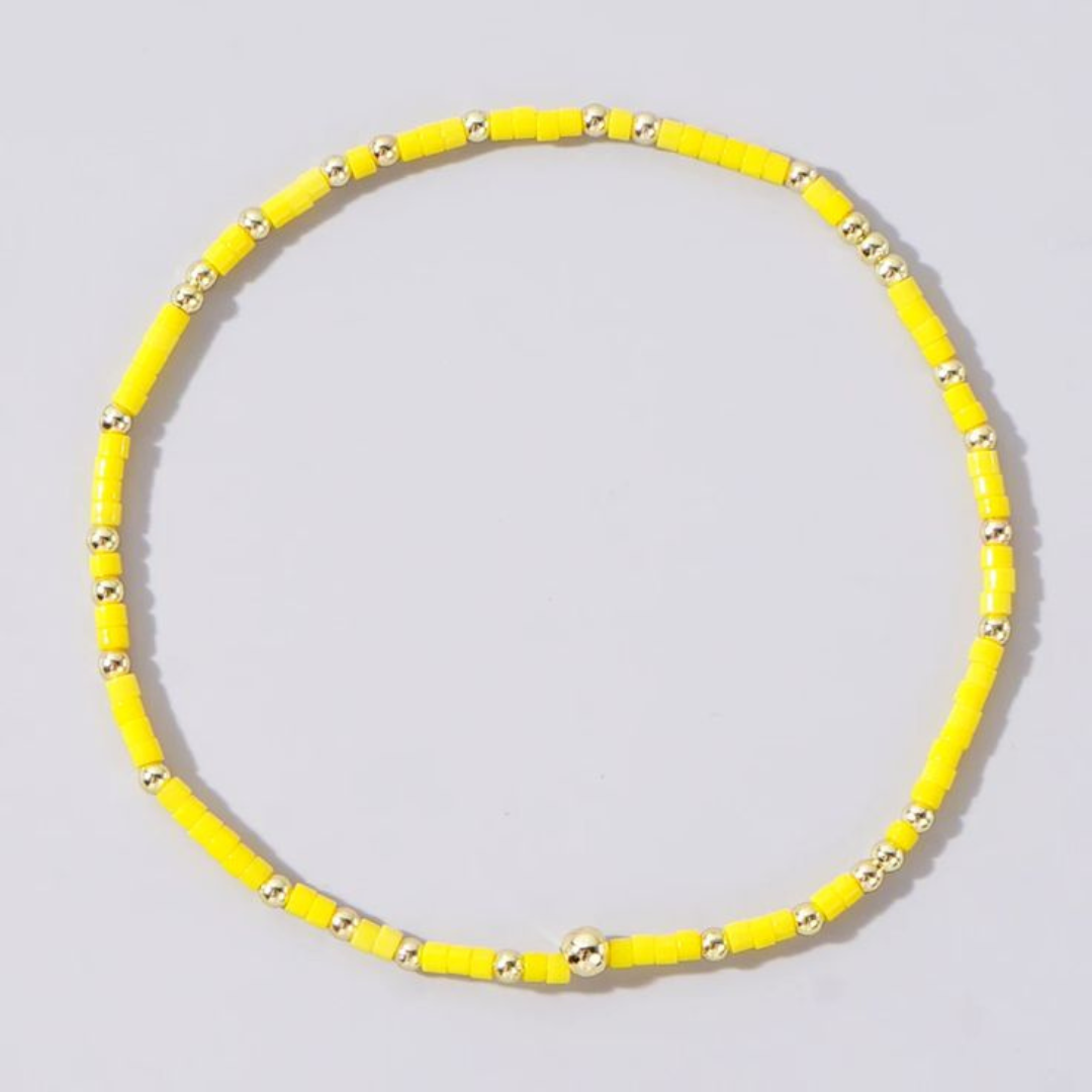 Dainty Seed Bead Bracelet - Yellow