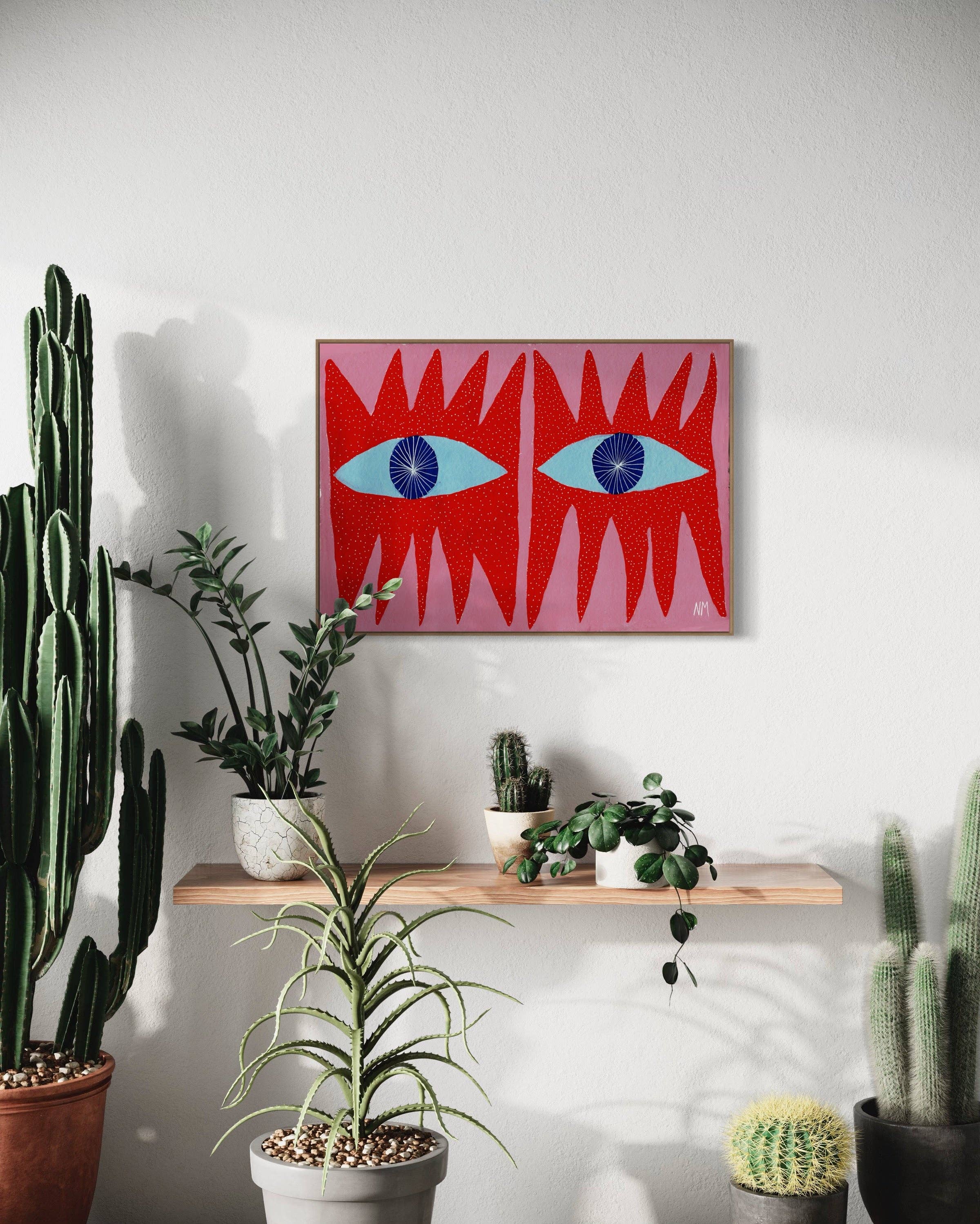 Red eyes print By Nancy McKie - Unframed