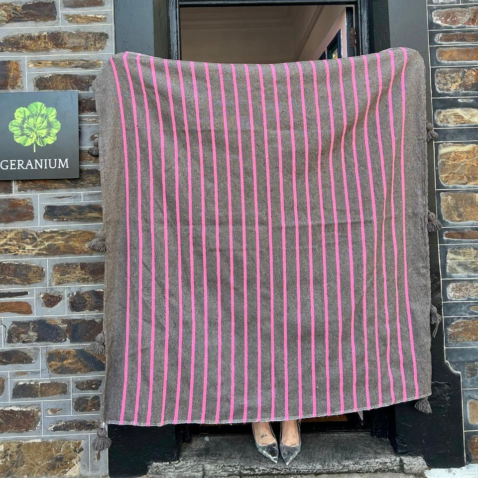 Chocolate and Pink Throw Rug / Picnic Blanket