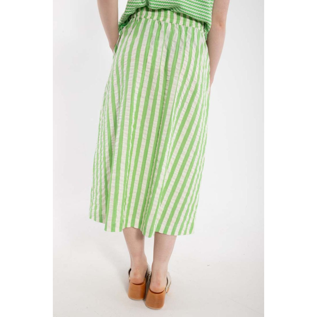 PRE ORDER Seersucker Skirt - Bright Green/Chalk