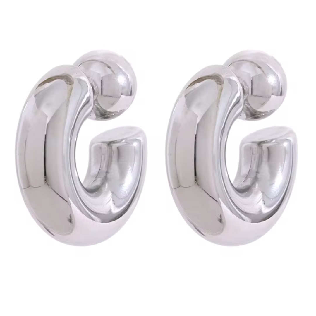 Double Trouble Waterproof Hoop Earrings - Silver