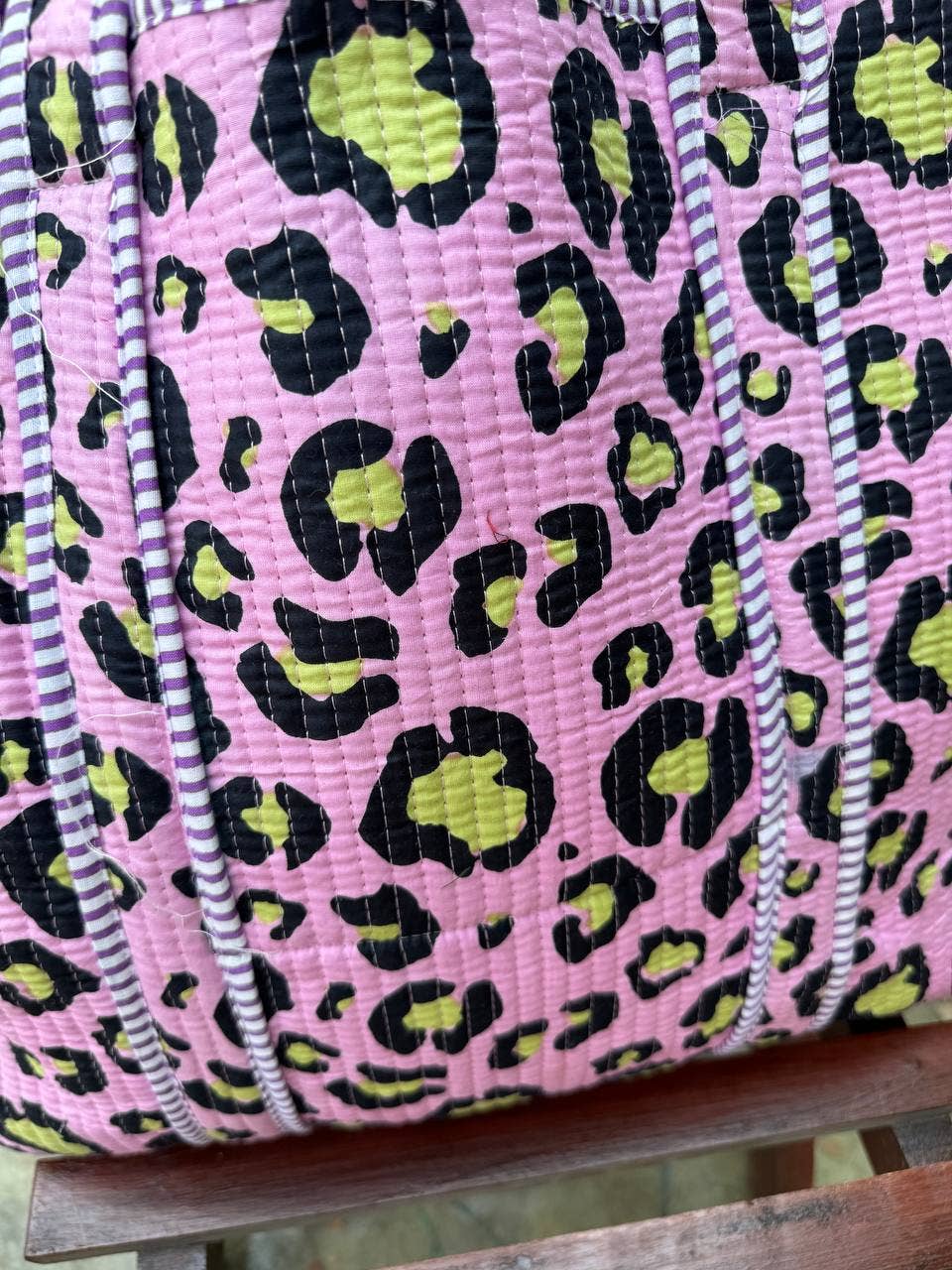 Cotton Leopard Tote Bag - Pink