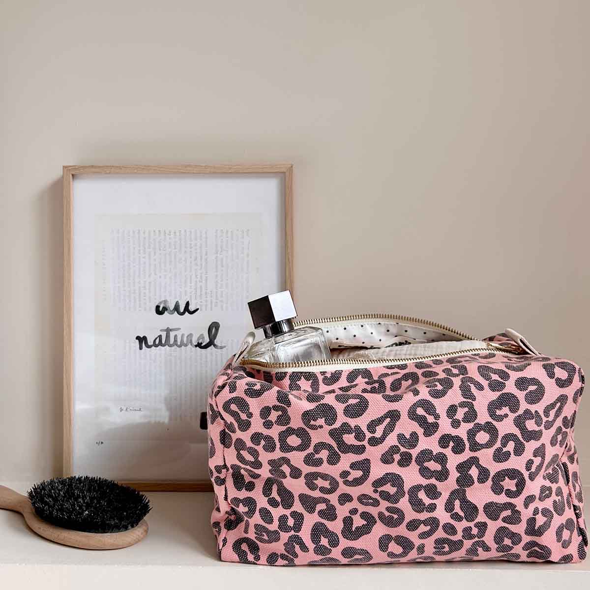 TOILETRY BAG - PINK LEOPARD PRINT