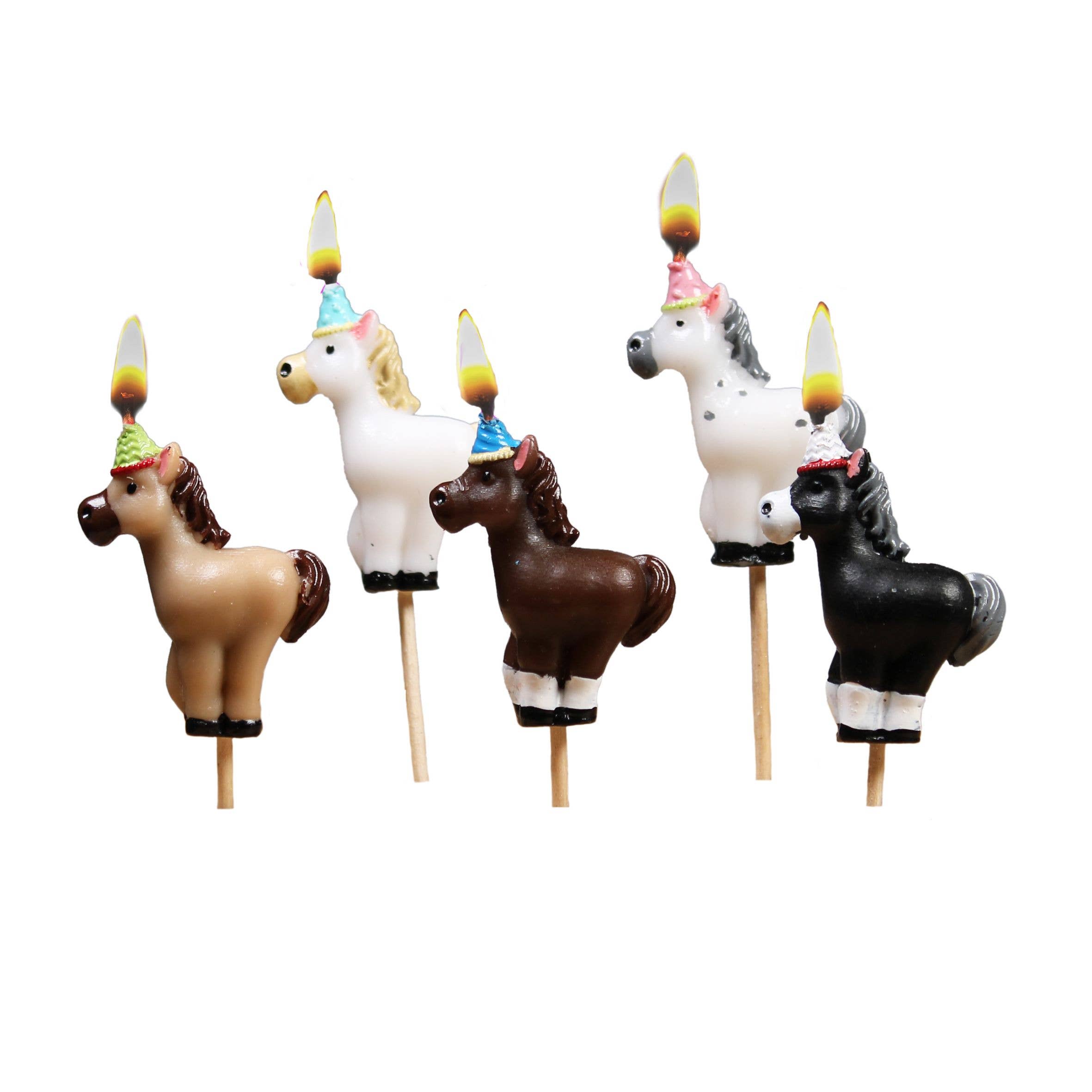 Ponies in Party Hats Cake Candles