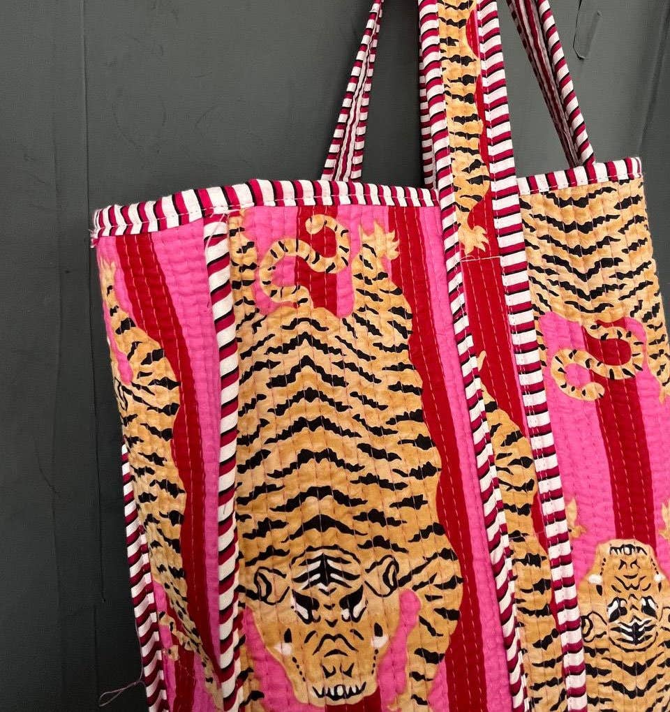 Cotton Tiger Tote Bag - Pink