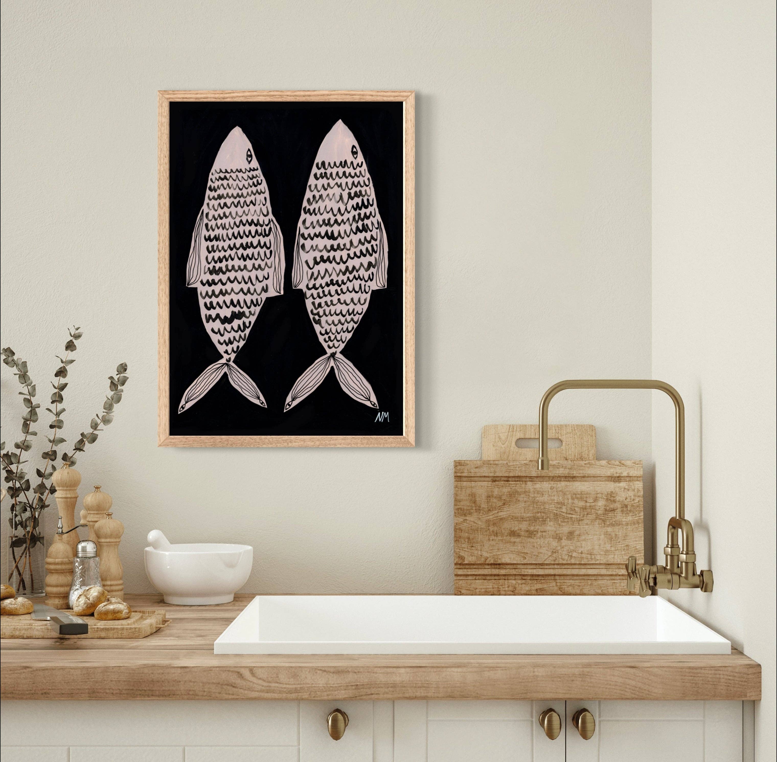 Two fish by Nancy McKie - Unframed