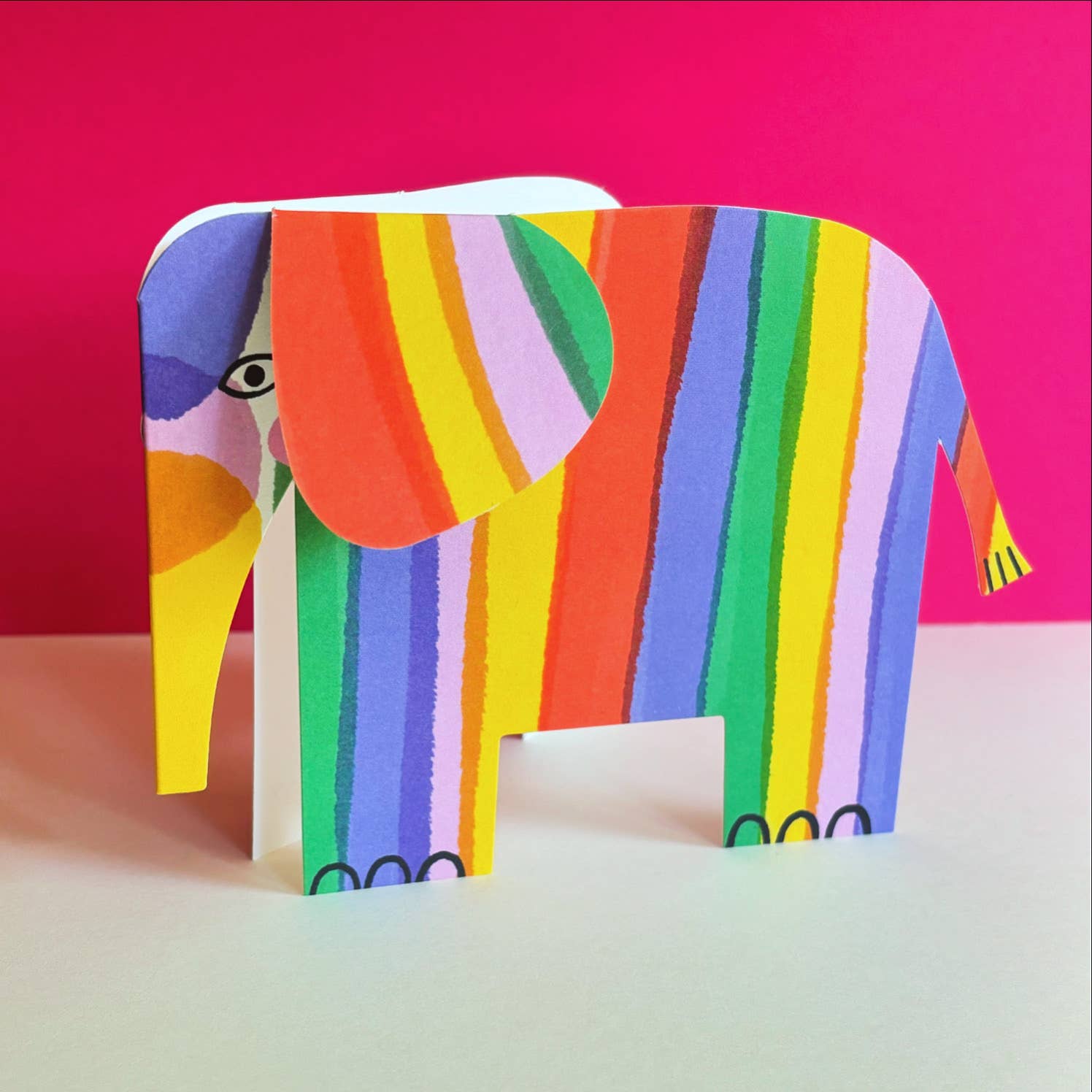 Rainbow Elephant Standing Card