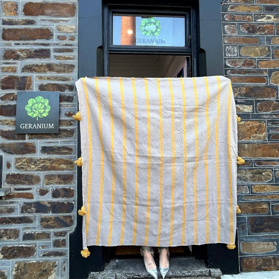 Grey and Yellow Throw Rug / Picnic Blanket