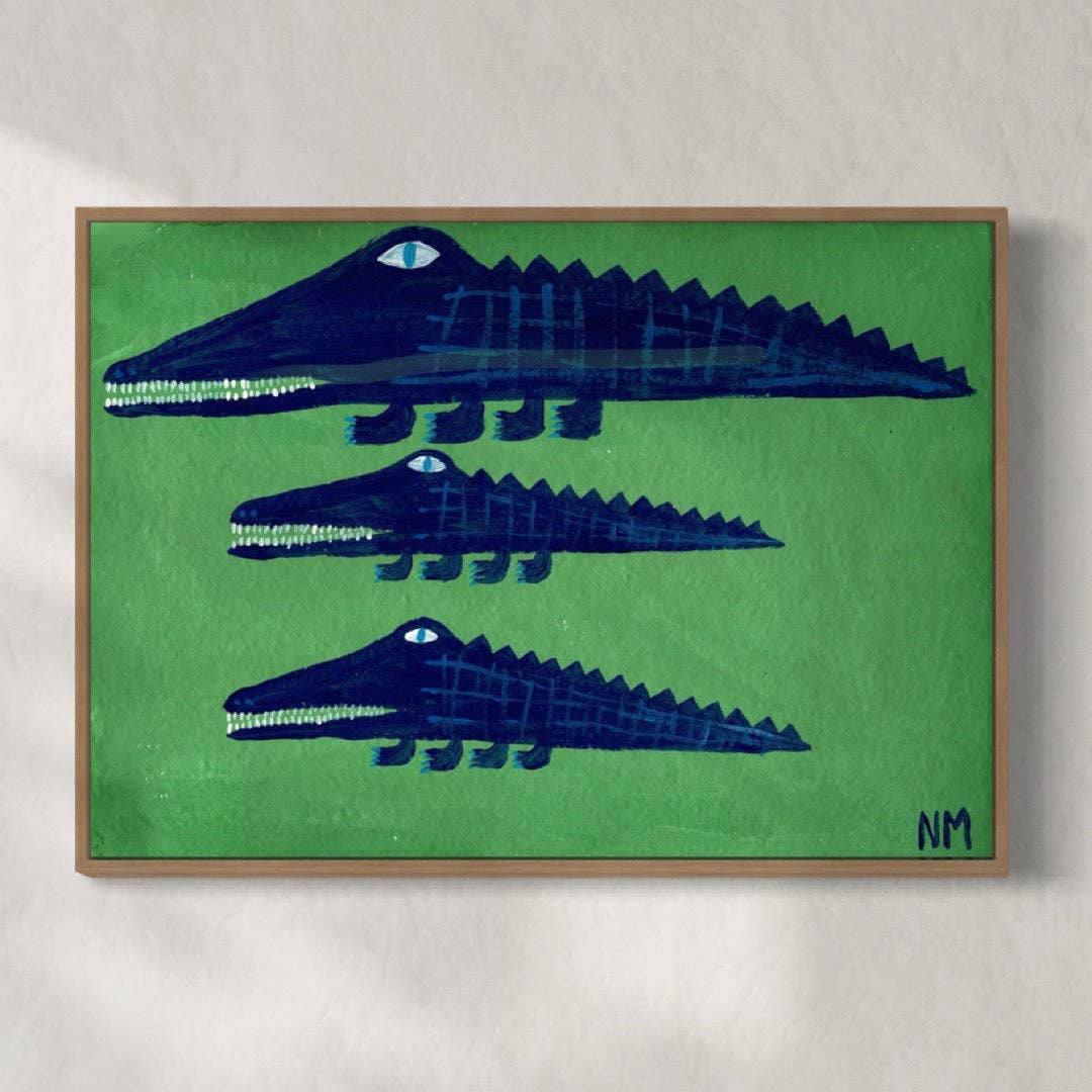 Blue Crocodiles By Nancy McKie - unframed