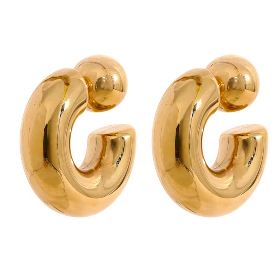 Double Trouble Waterproof Hoop Earrings - Gold
