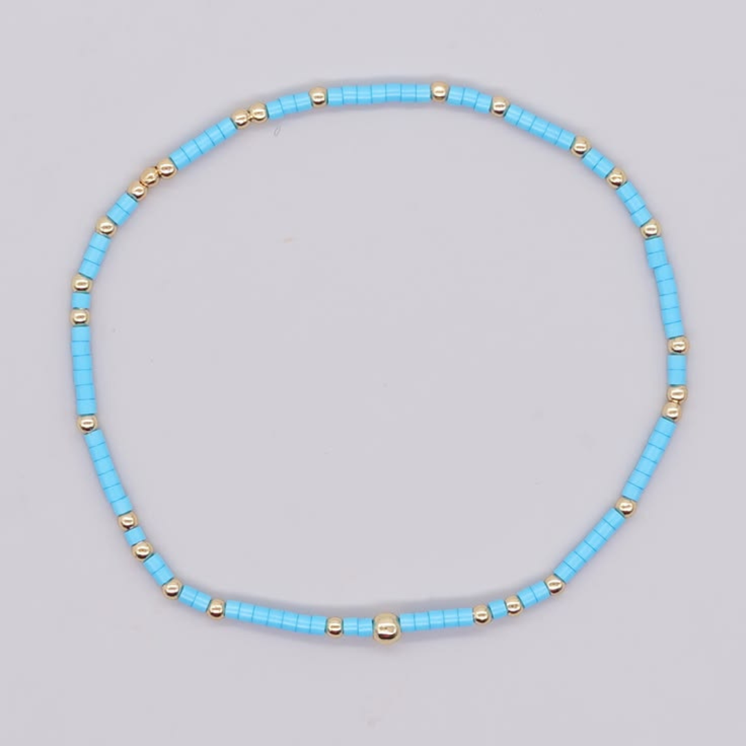 Dainty Seed Bead Bracelet - Blue