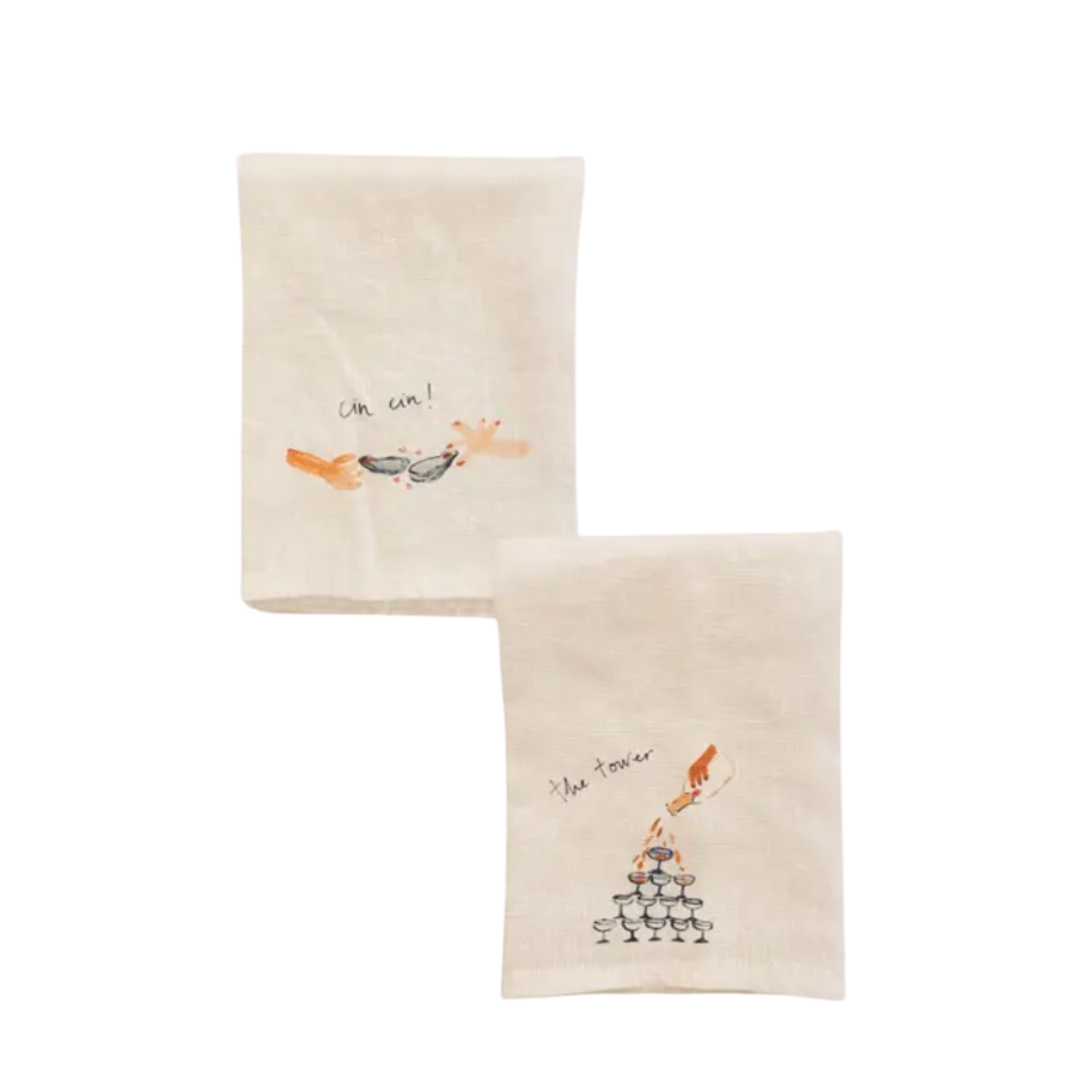 The Tower and Oyster Cheers - Linen Napkin Set of 2