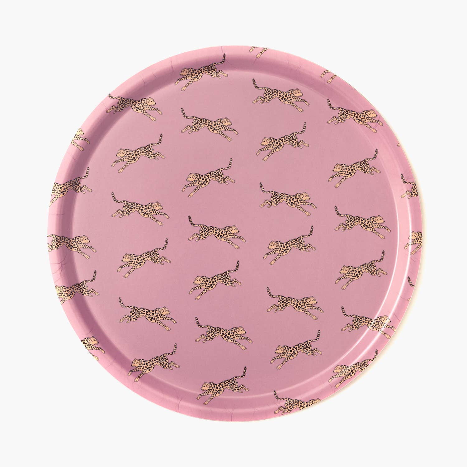 Yellow Leopard Round Serving Tray - 38 cm