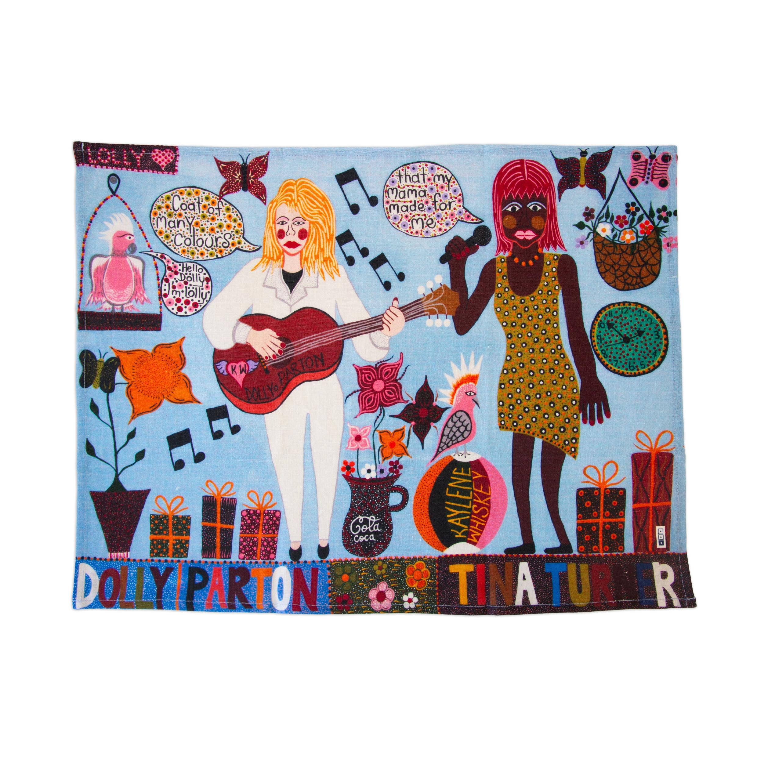 Dolly Parton and Tina Turner Tea Towel x Kaylene Whiskey