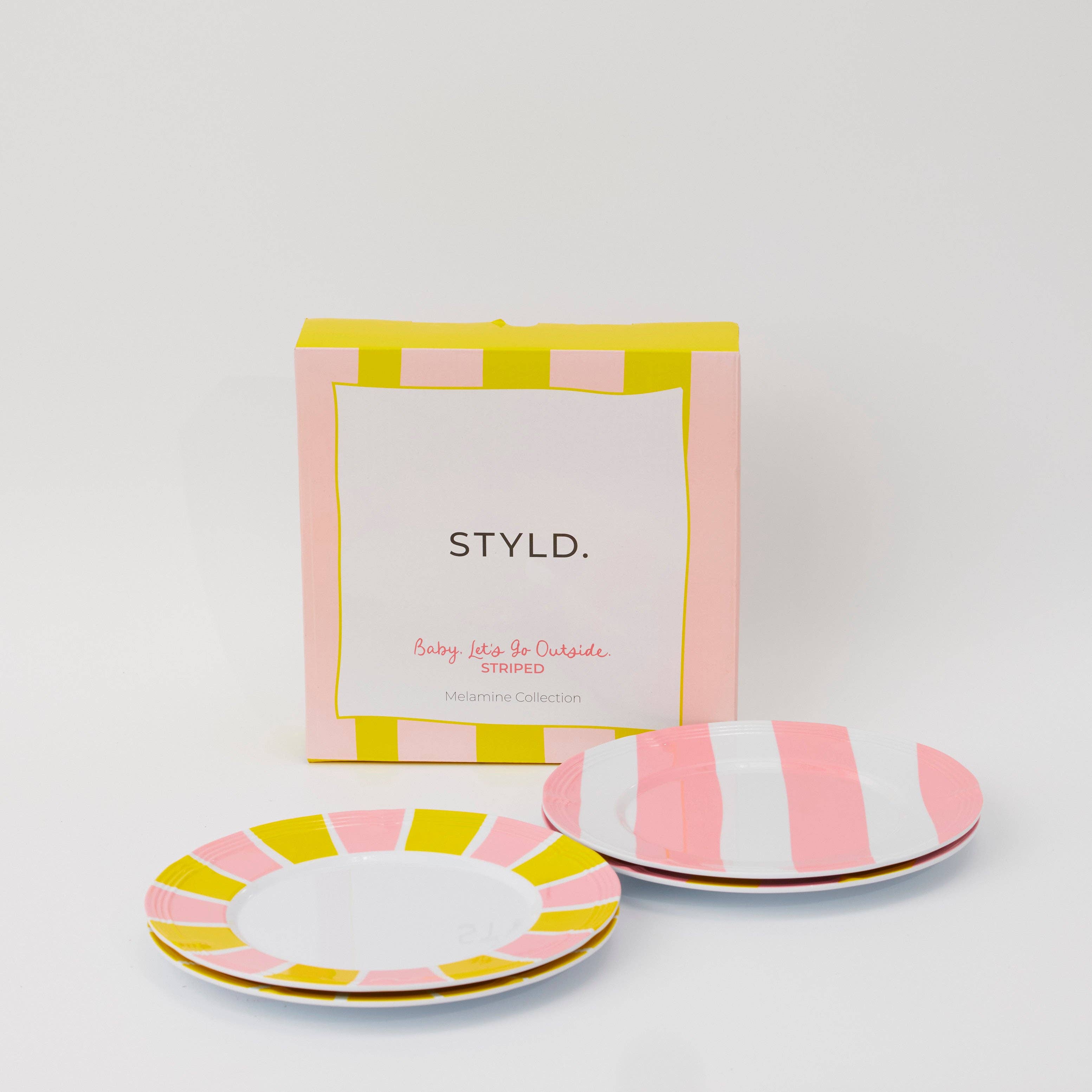 Baby, Let's Go Outside Melamine Plate Set | Striped