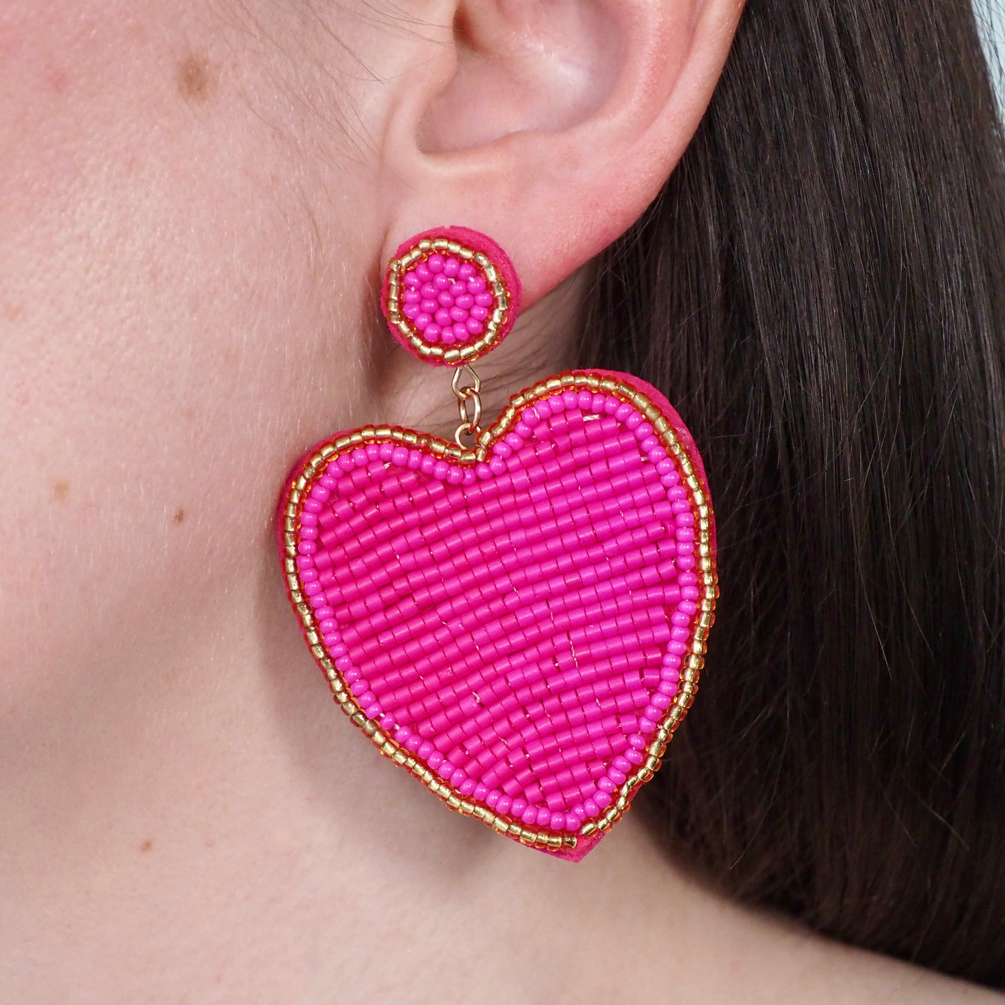 BIG LOVE EARRINGS - Fuchsia