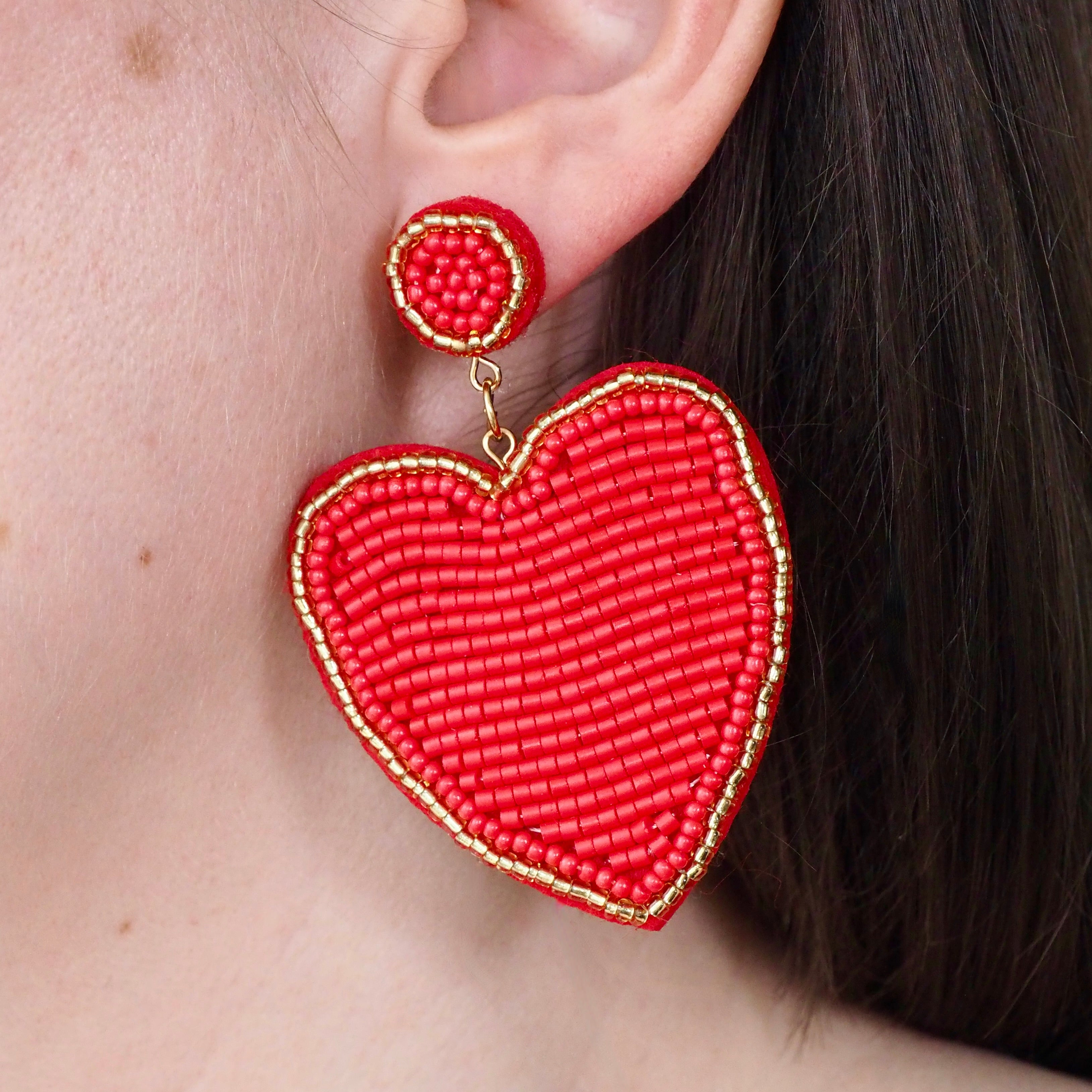 BIG LOVE EARRINGS - Red