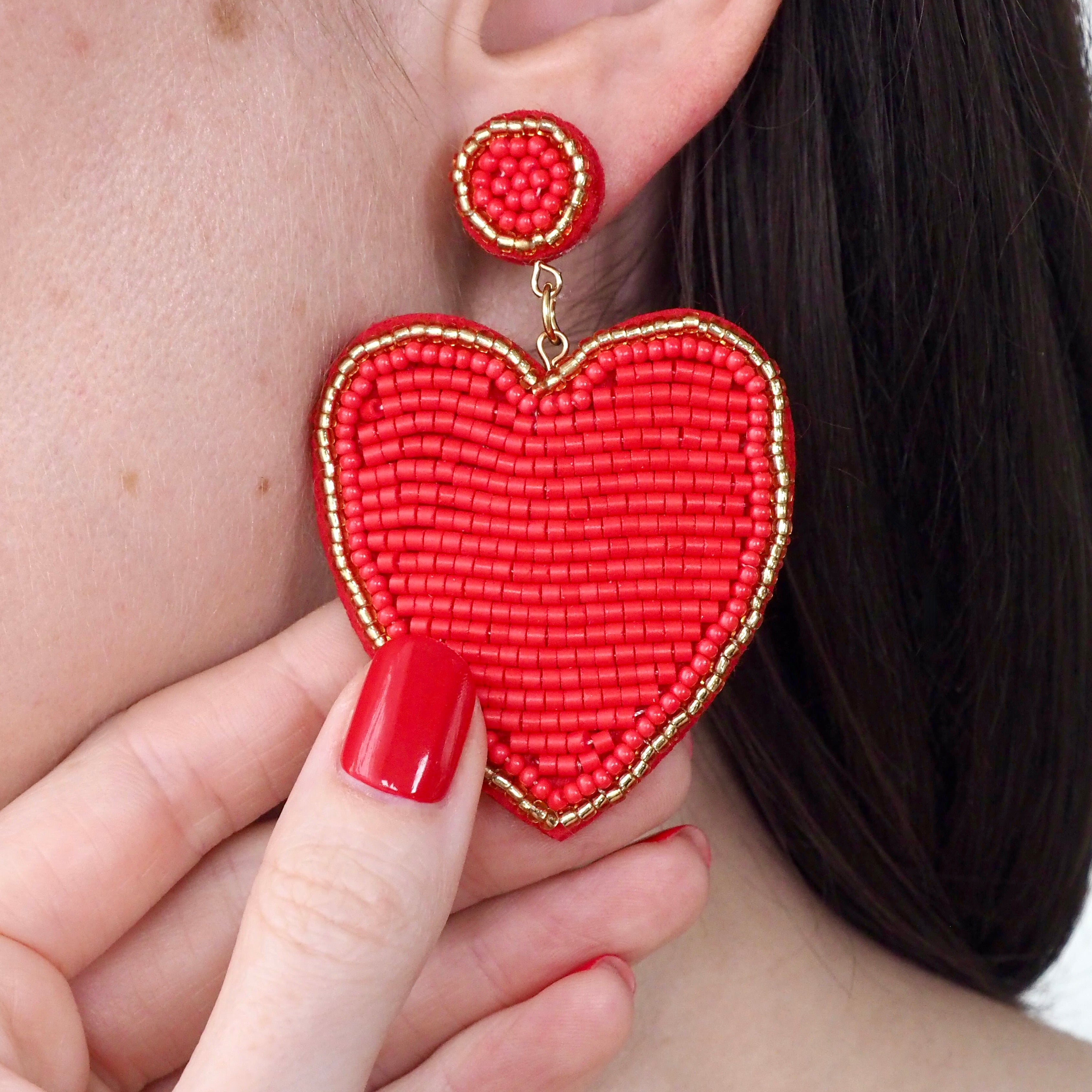 BIG LOVE EARRINGS - Red