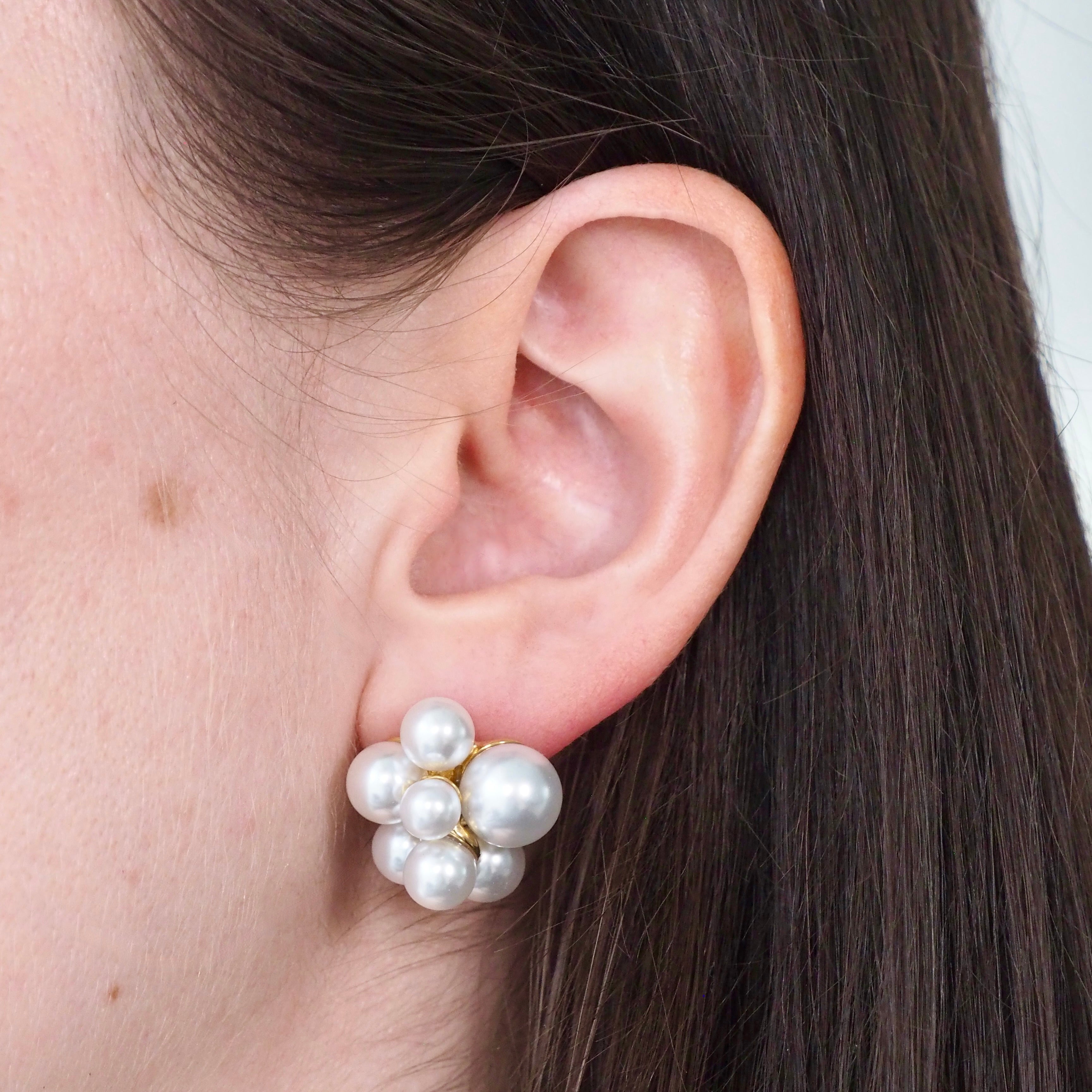 "Cluster F*ck" Pearl Waterproof Earrings - Gold