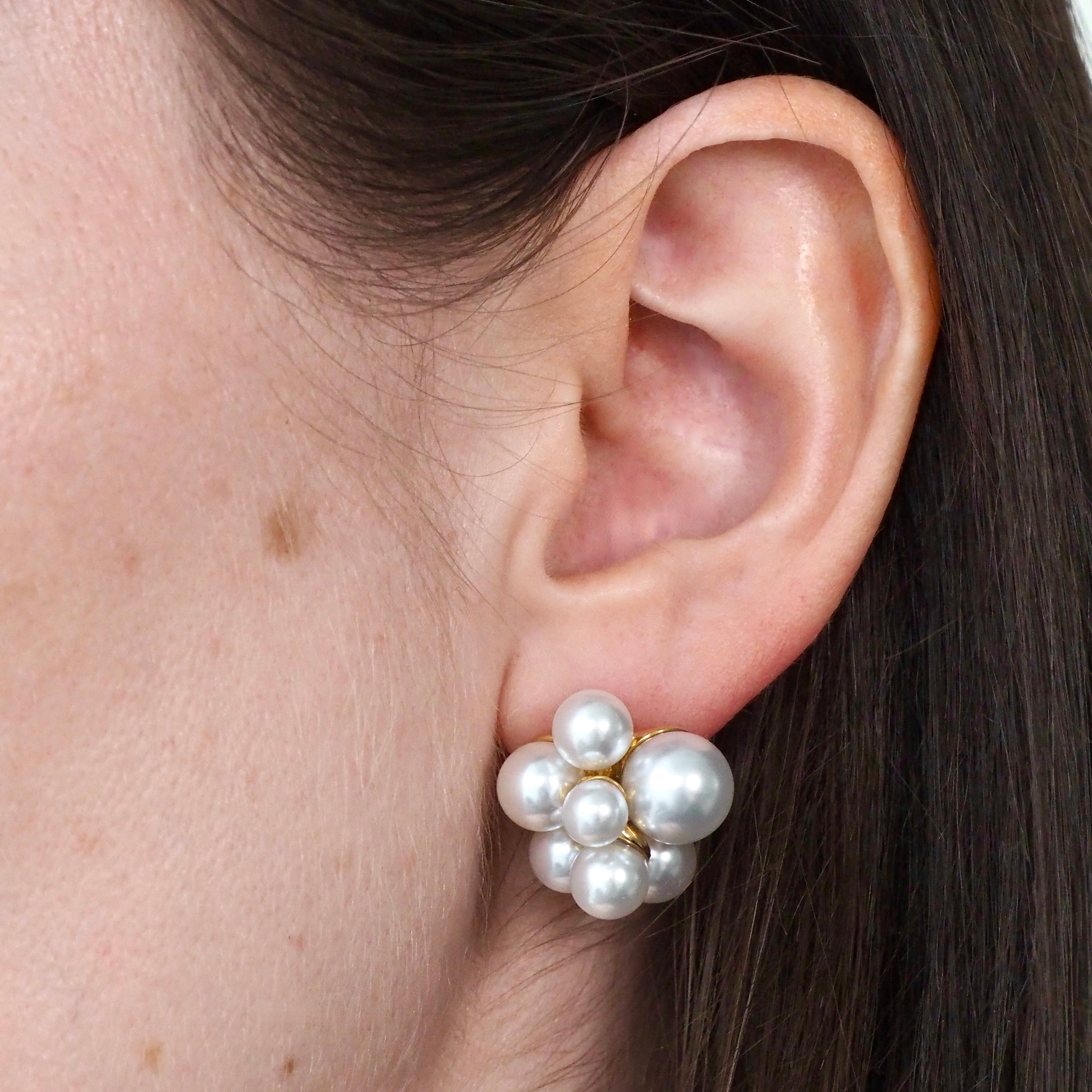 "Cluster F*ck" Pearl Waterproof Earrings - Gold