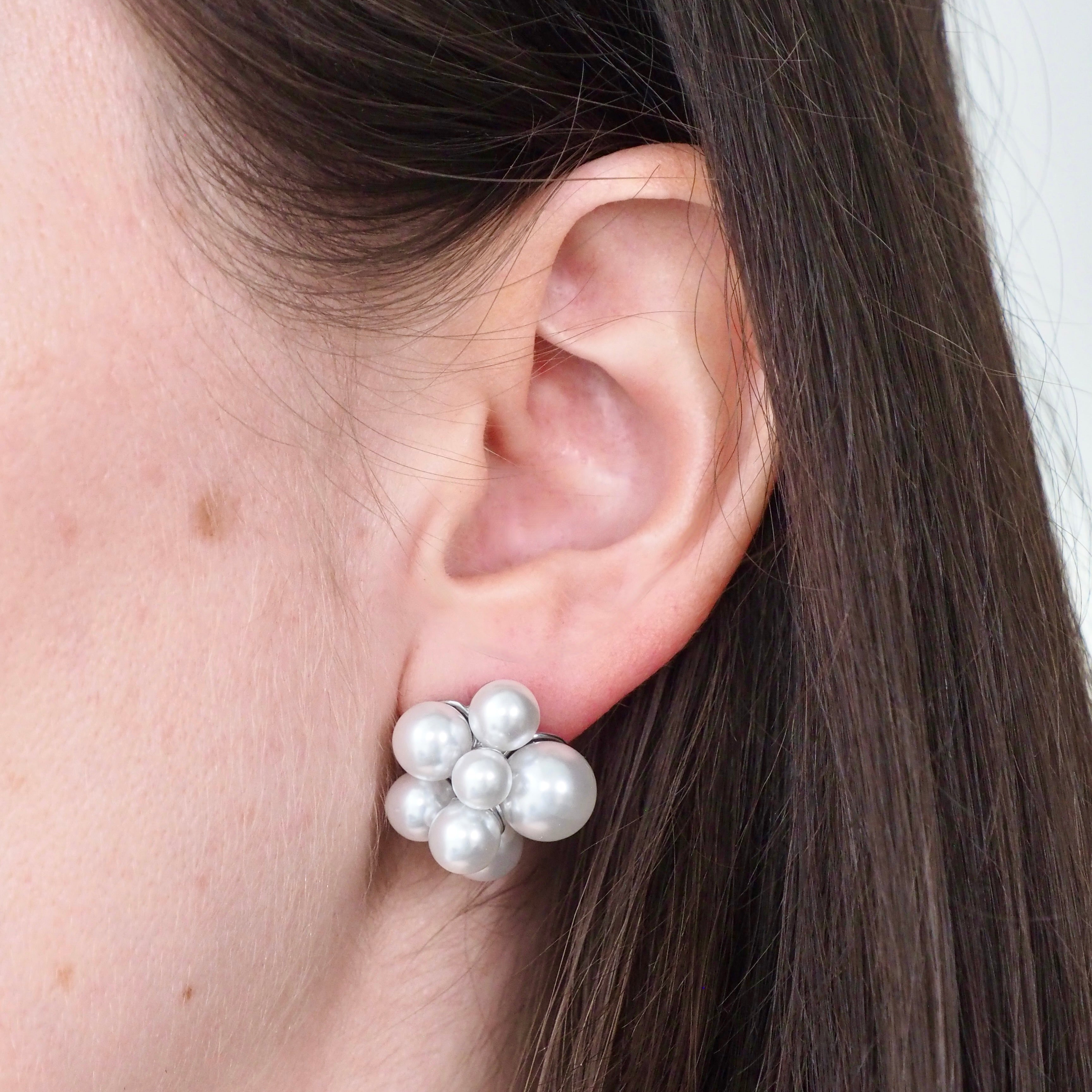 "Cluster F*ck" Pearl Waterproof Earrings - Silver