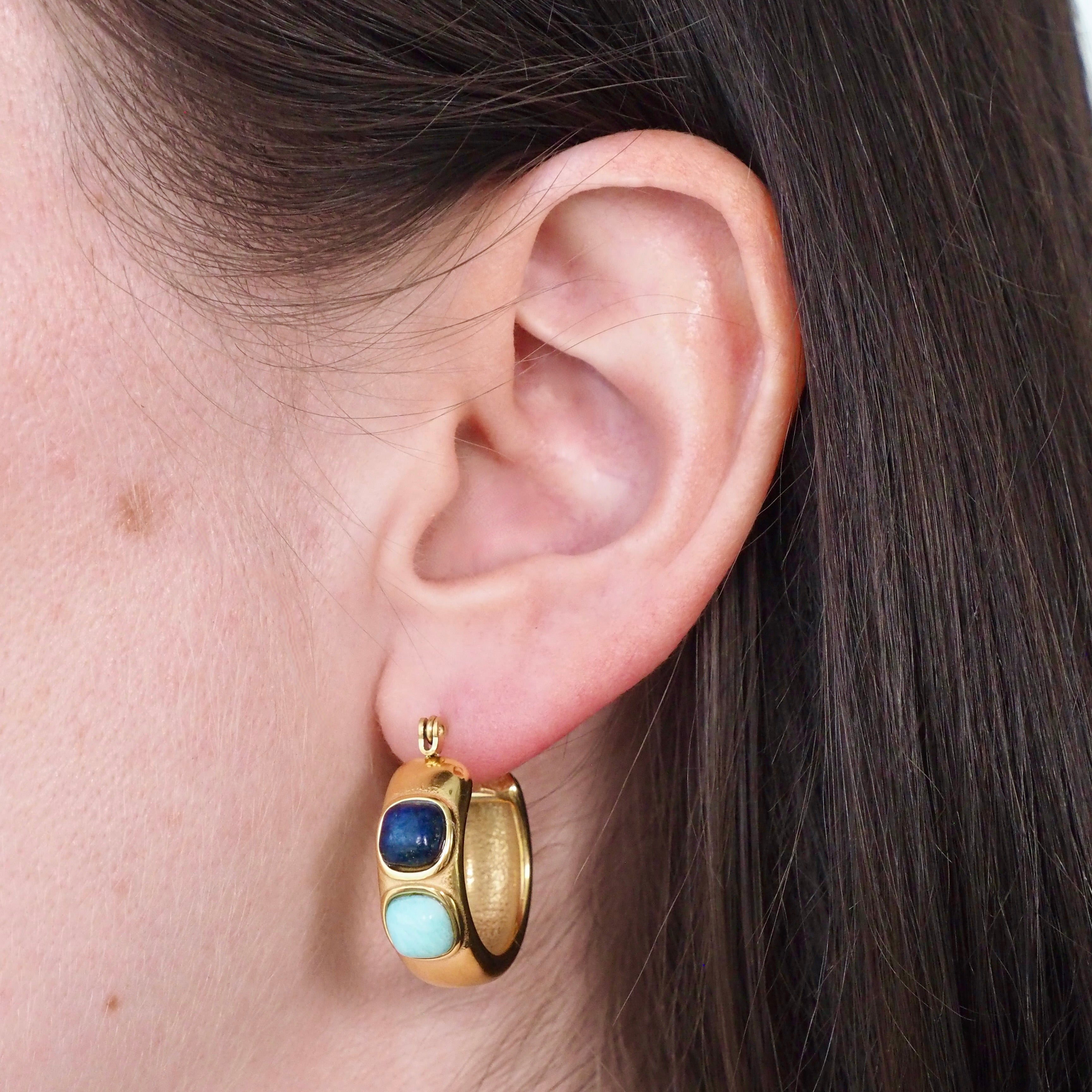 Double Blues Waterproof Hoop Earrings